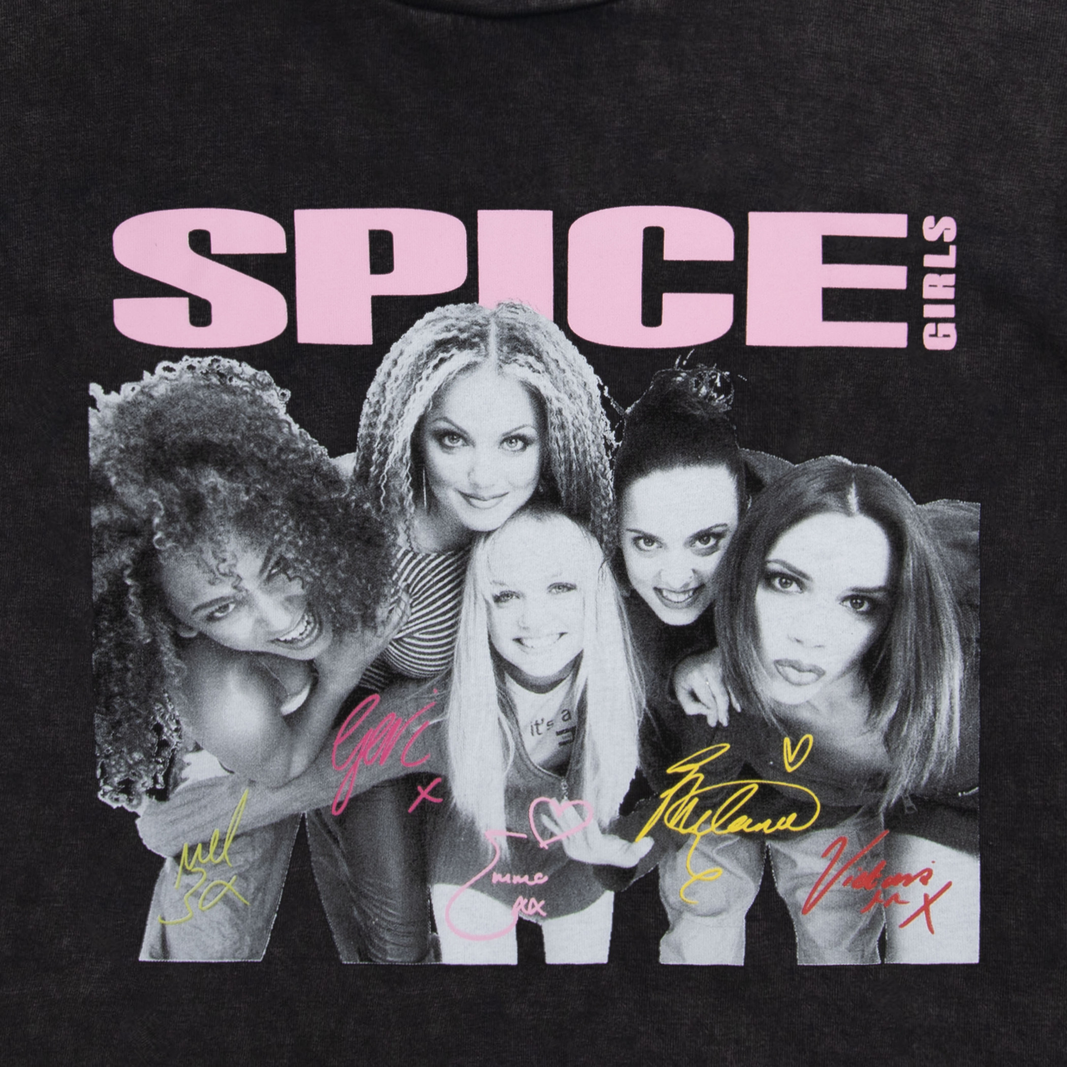 Spice Girls Group Photo Stone Washed Charcoal Ladies Crop Top - image 2