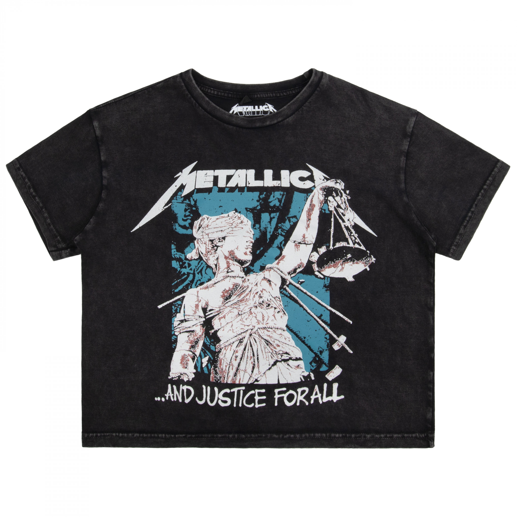 Metallica And Justice For All Stone Washed Ladies Crop Top