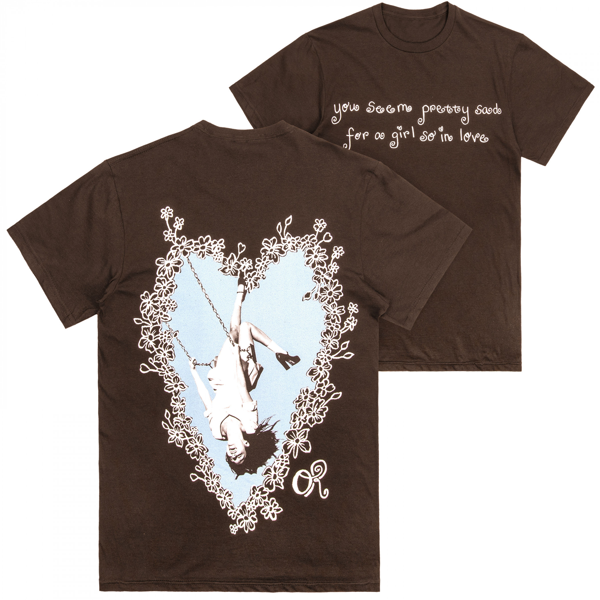 Olivia Rodrigo Blue Daisy Heart Front & Back Print T-Shirt