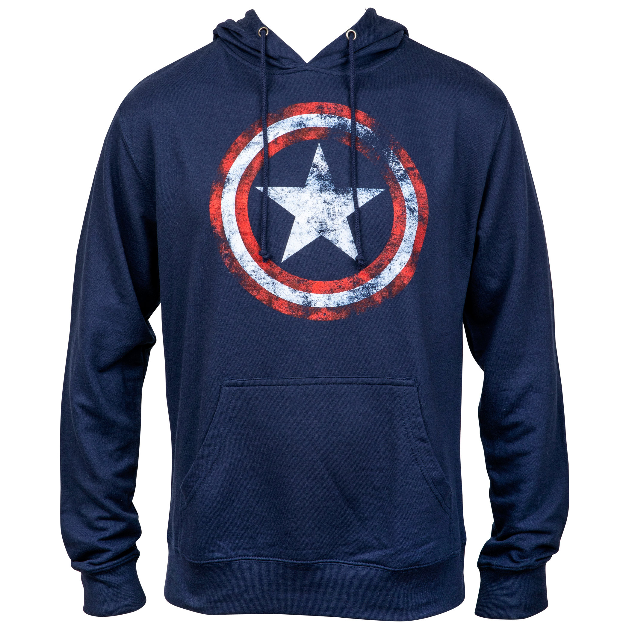 Captain America Distressed Navy Pullover Hoodie, Blue