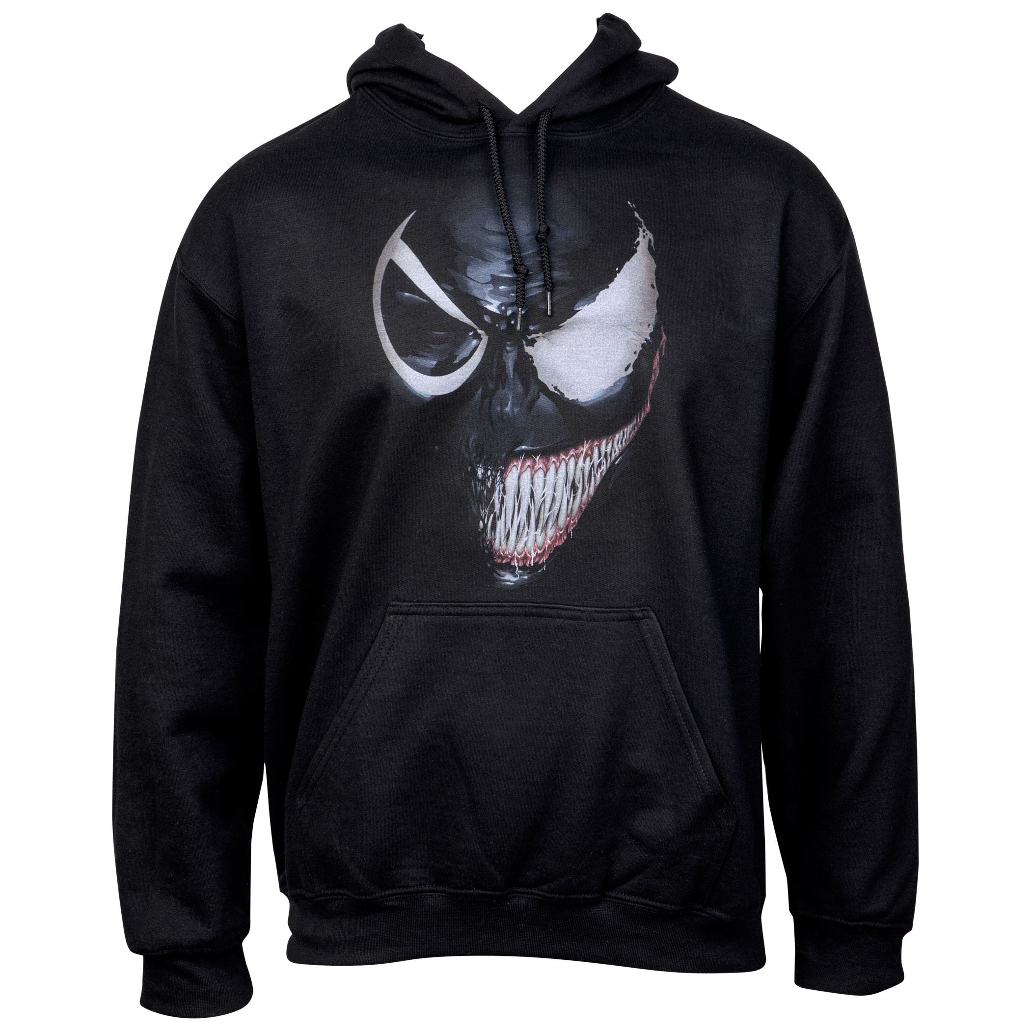 Venom Evil Smile Split Face Pull Over Hoodie, Black