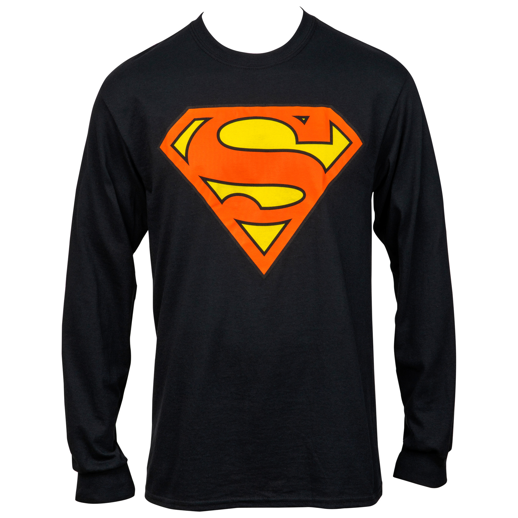 Superman Symbol Black Long Sleeve T-Shirt, Black