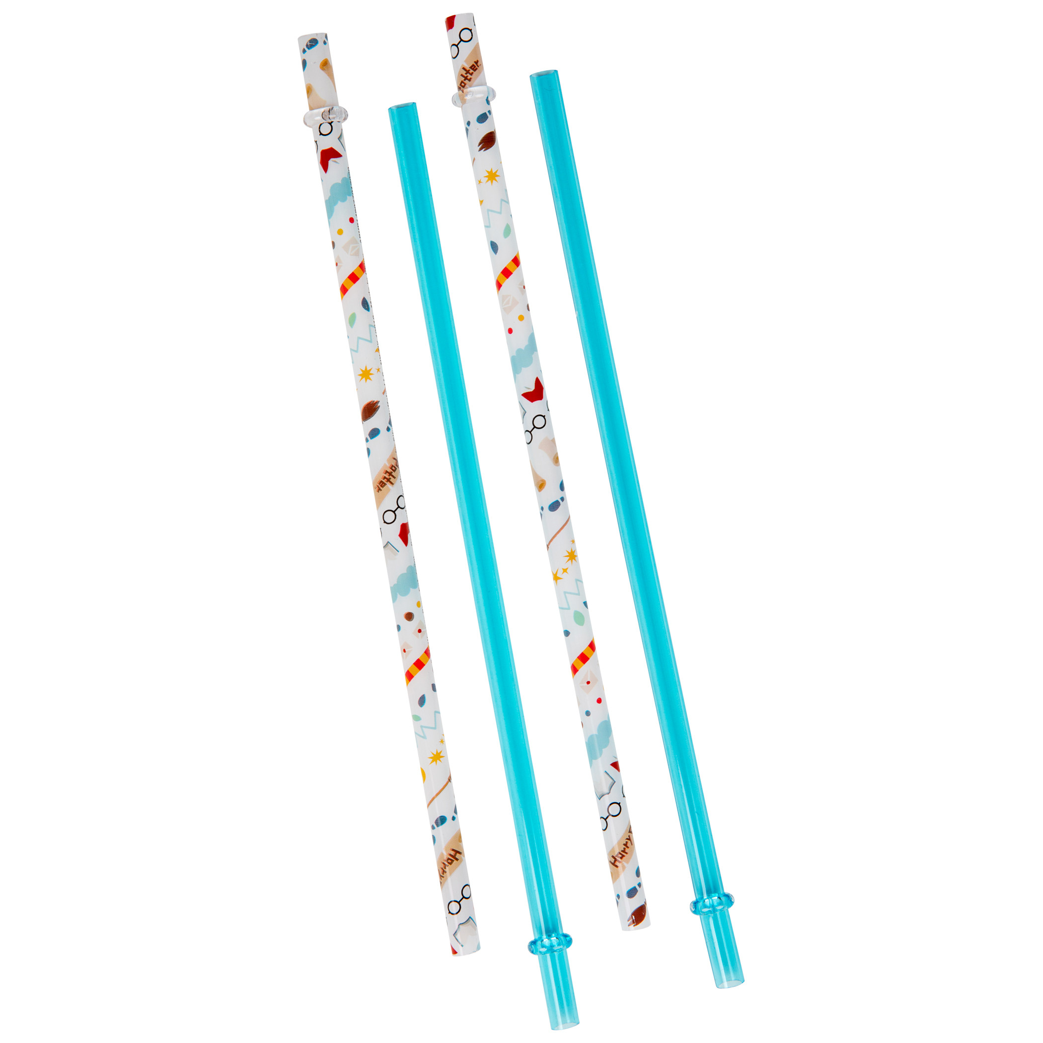 Harry Potter Icon 4-Pack of Reuseable Plastic Straws, Multi-Color