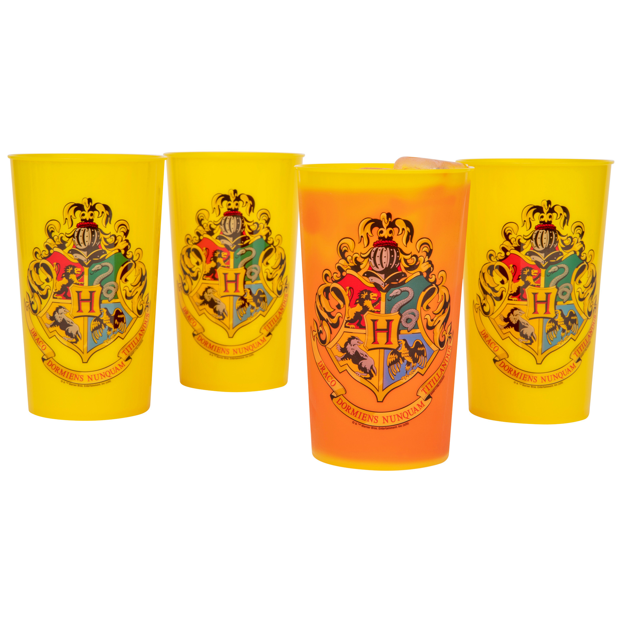 Harry Potter Hogwarts Crest 4-Pack of 20 Ounce Color Changing Cups, Yellow