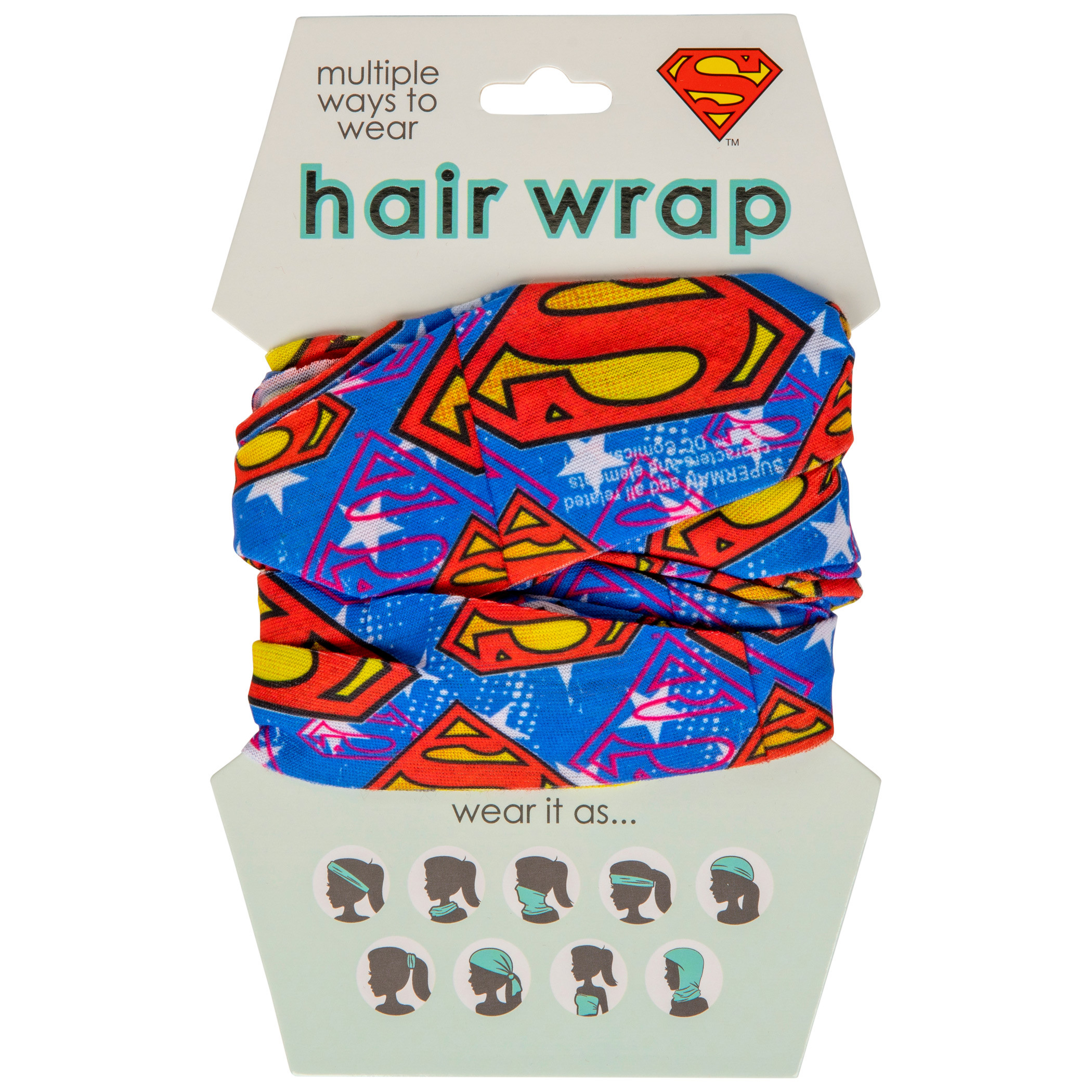 Superman Classic Symbol Face Mask and Hair Wrap, Multi-Color