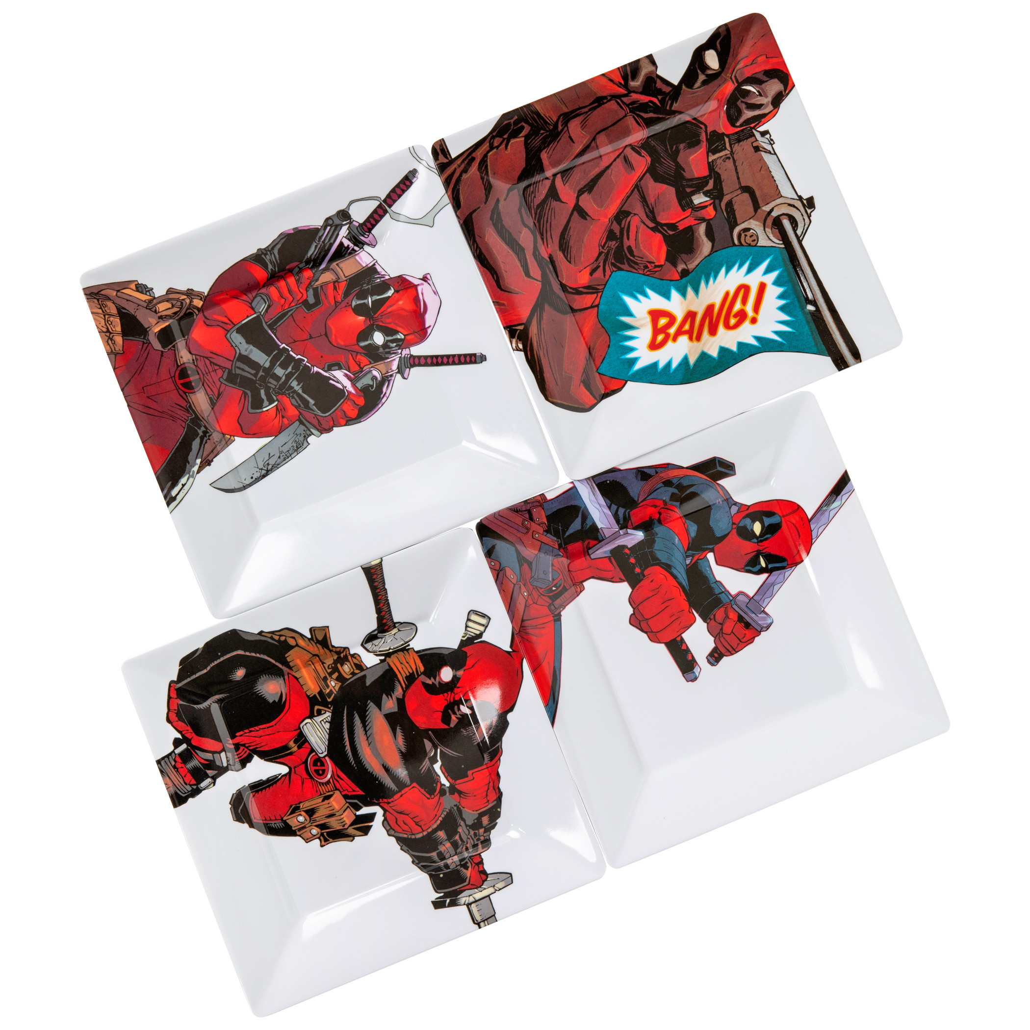 Deadpool Action Pose 4-Pack Plastic Plate Set, White