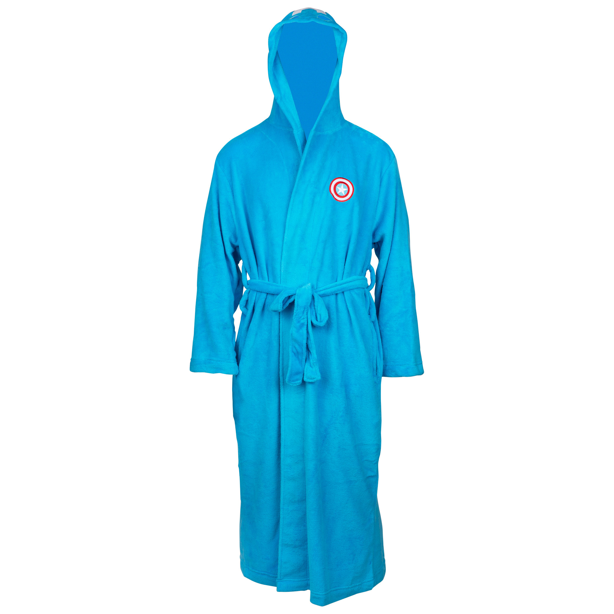 Captain America Marvel Fleece Hooded Bathrobe, Blue
