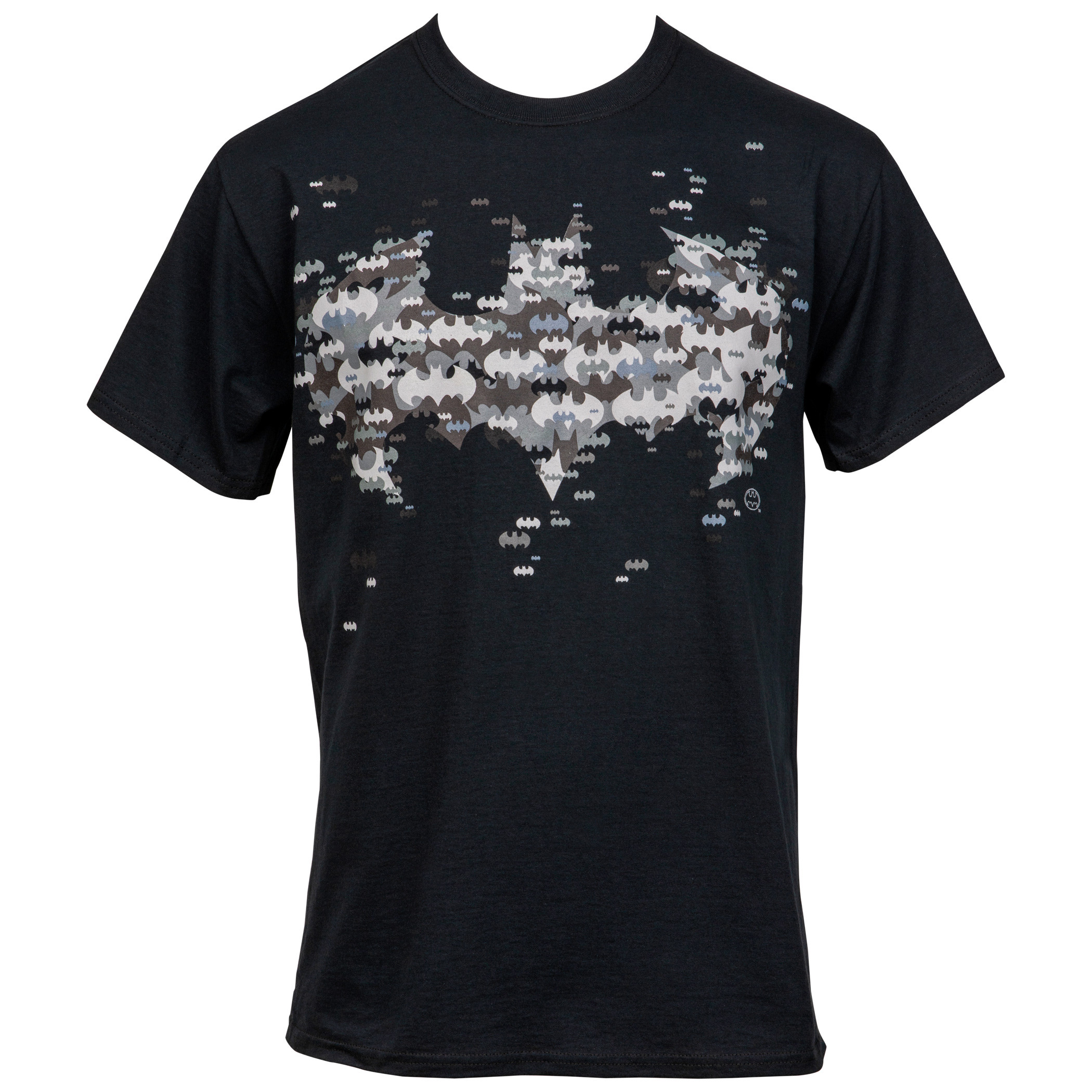 Batman Symbol from Scattered Logos T-Shirt, Black