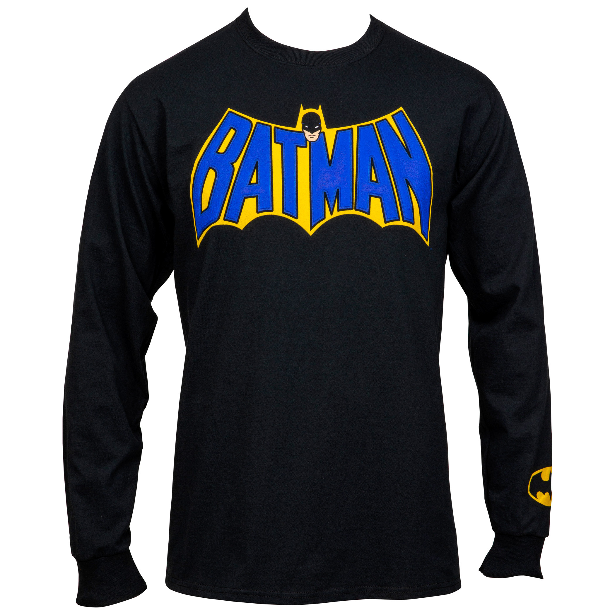 Batman Vintage Logo with Puff Print Long Sleeve, Black
