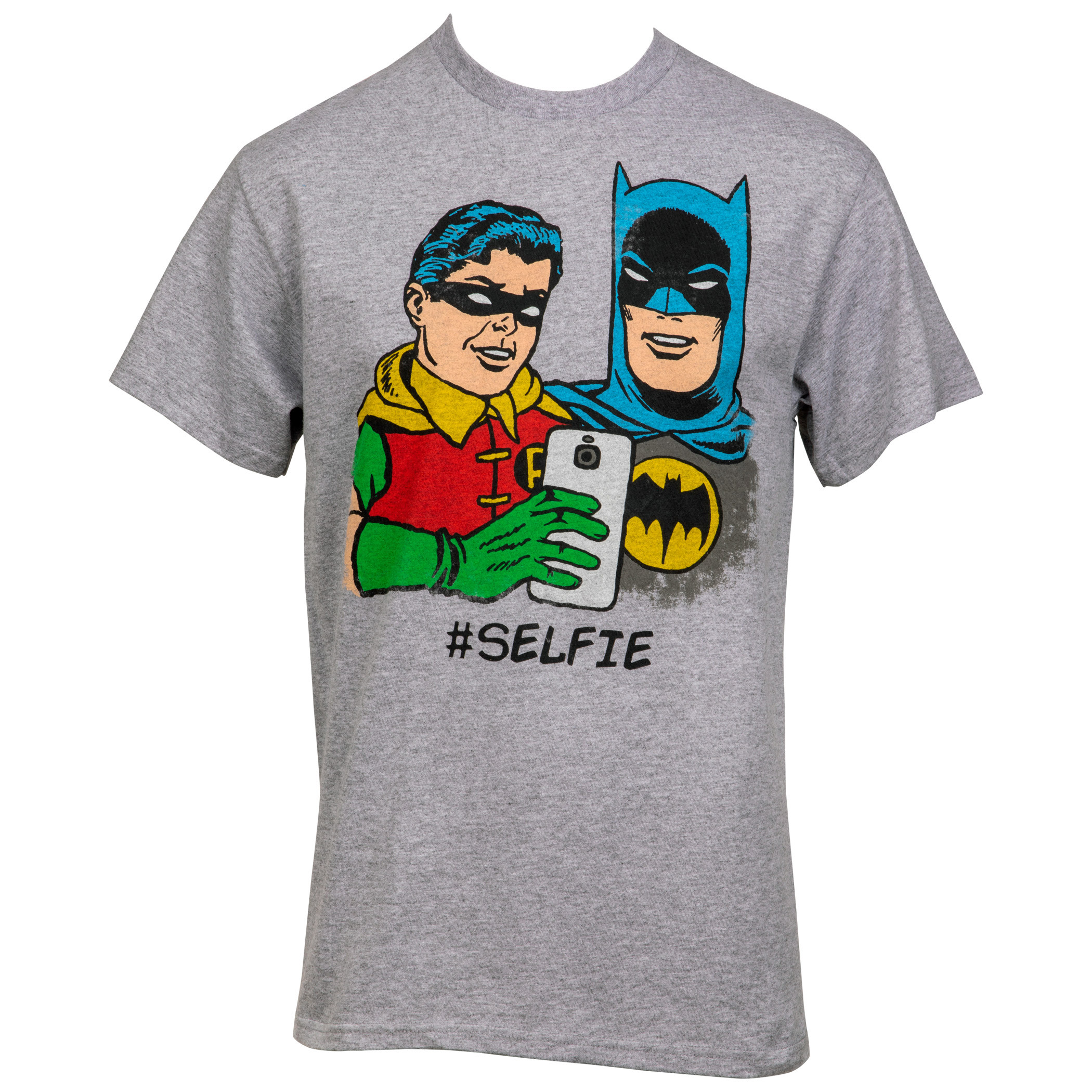Batman And Robin Selfie T-Shirt, Grey