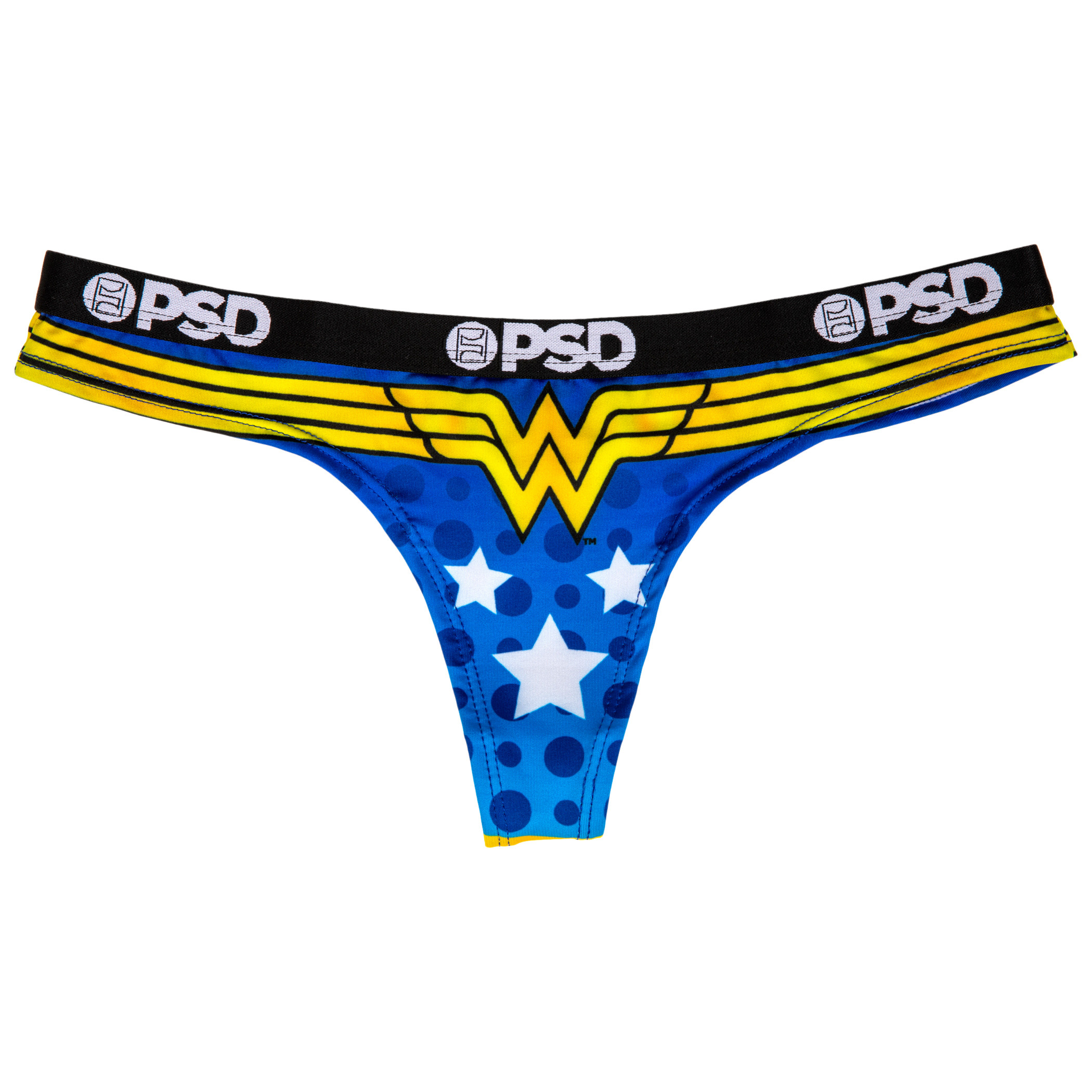 DC Wonder Woman Symbol Microfiber Blend Women's Thong Underwear, Blue