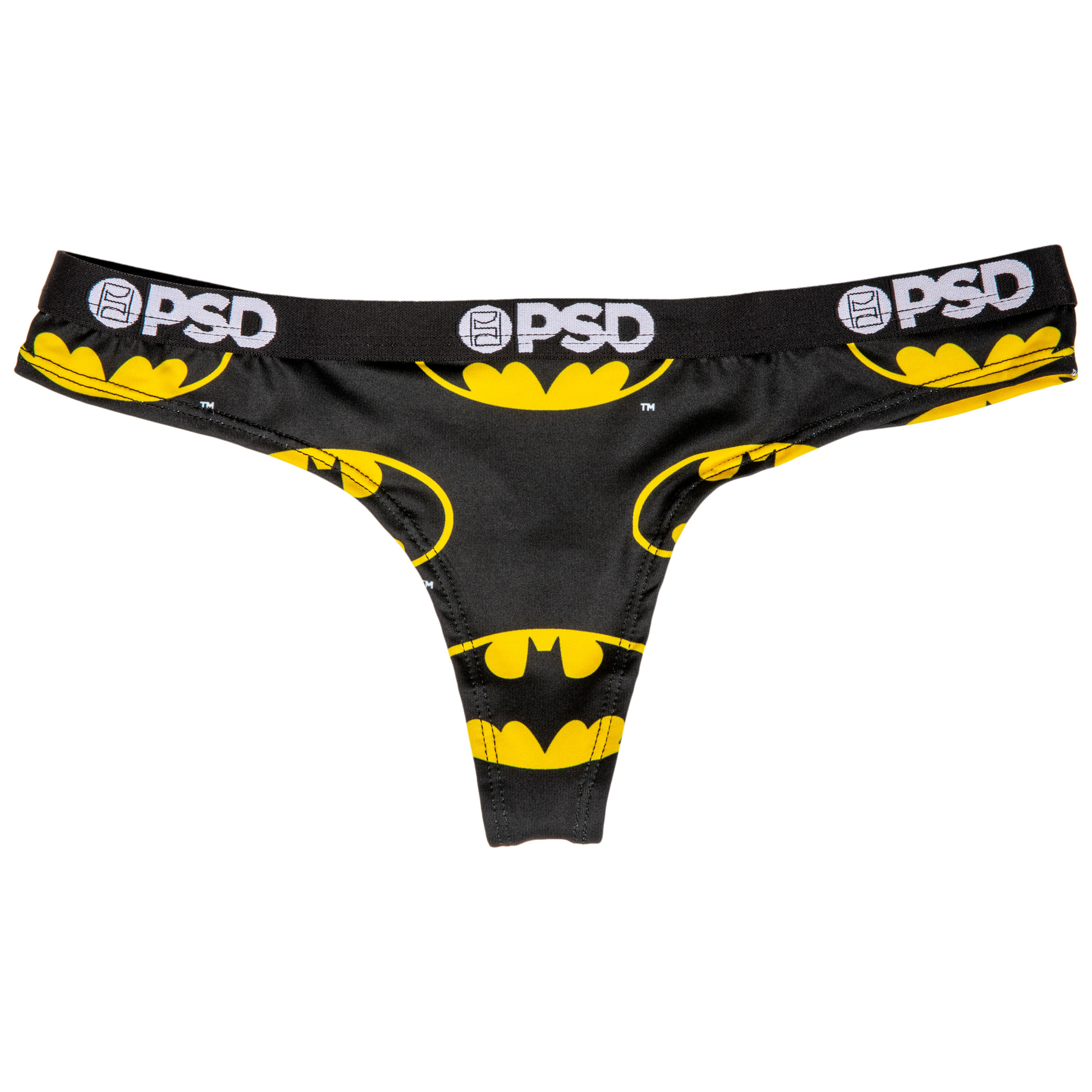 DC Batman Symbol Microfiber Blend Women's Thong Underwear, Black