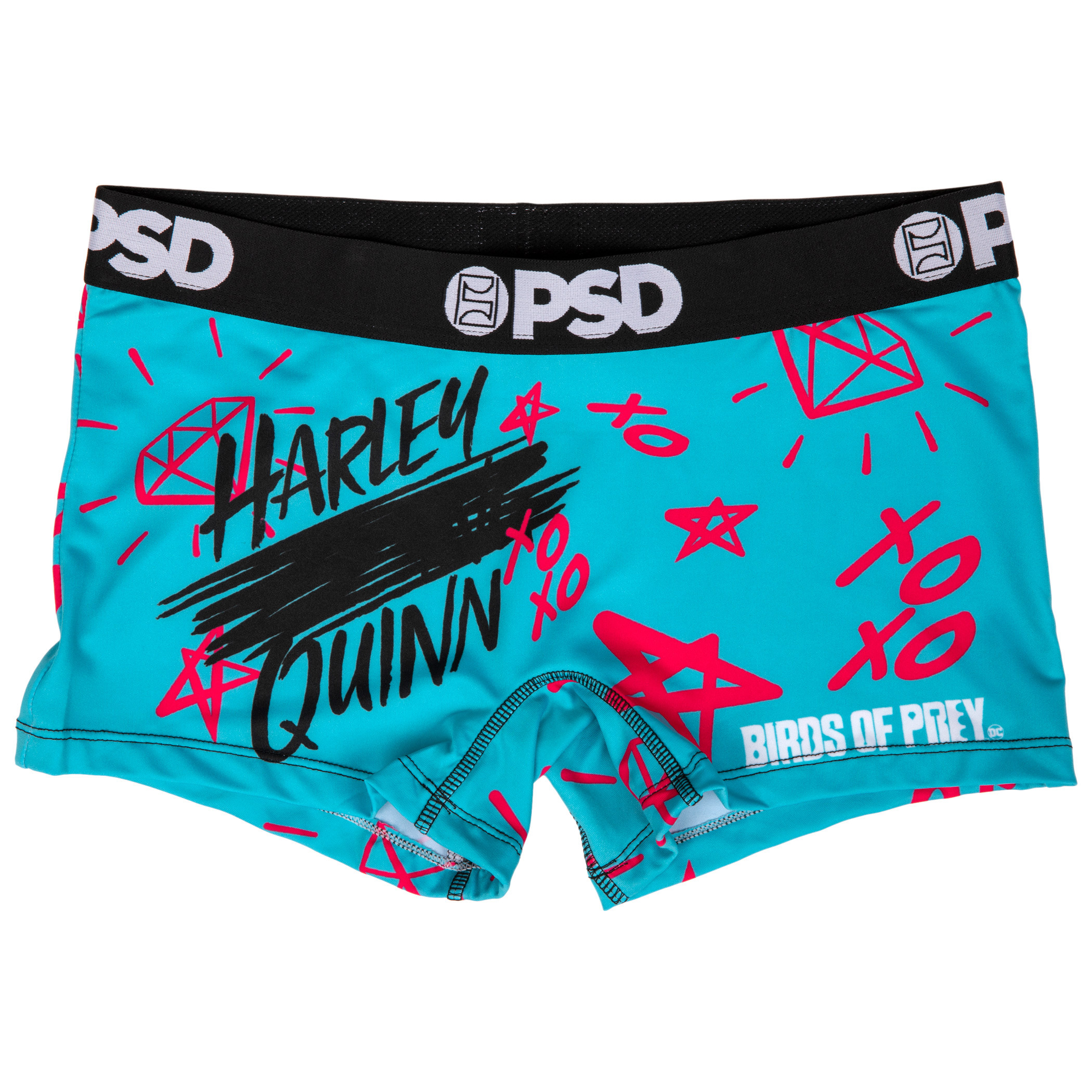 DC Harley Quinn Birds of Prey Microfiber Blend Boy Shorts Underwear, Blue