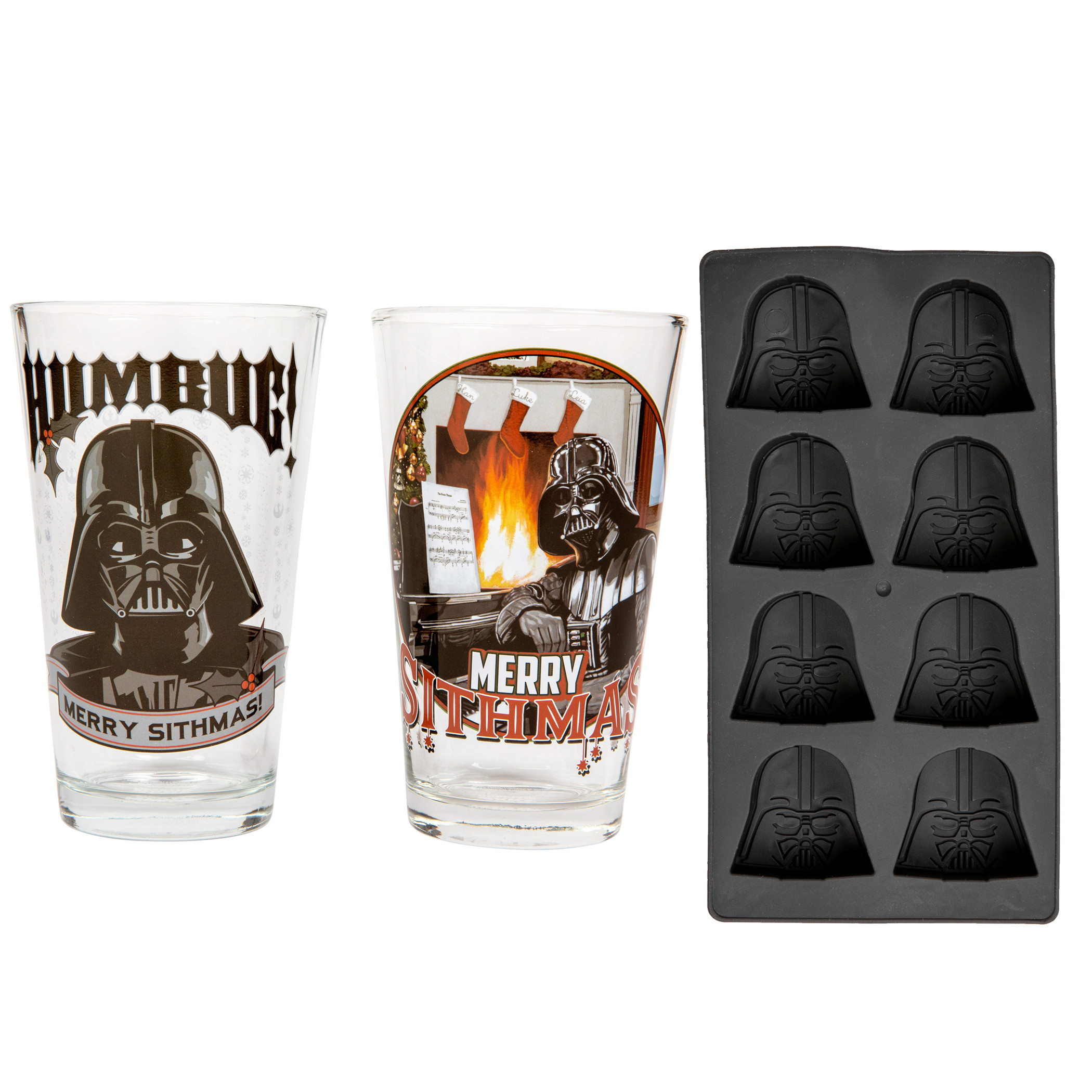 Darth Vader Holiday 2-Piece Pub Glass and Ice Tray Gift Pack, Black