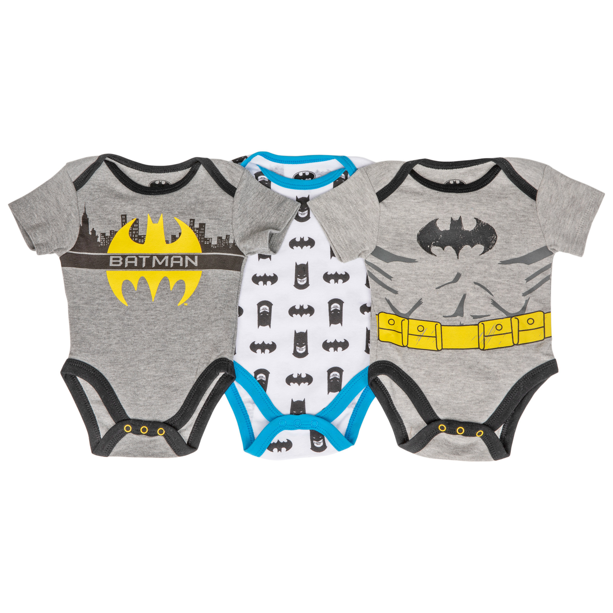 Batman Classic 3-Pack Infant Bodysuit Set, Multi-Color