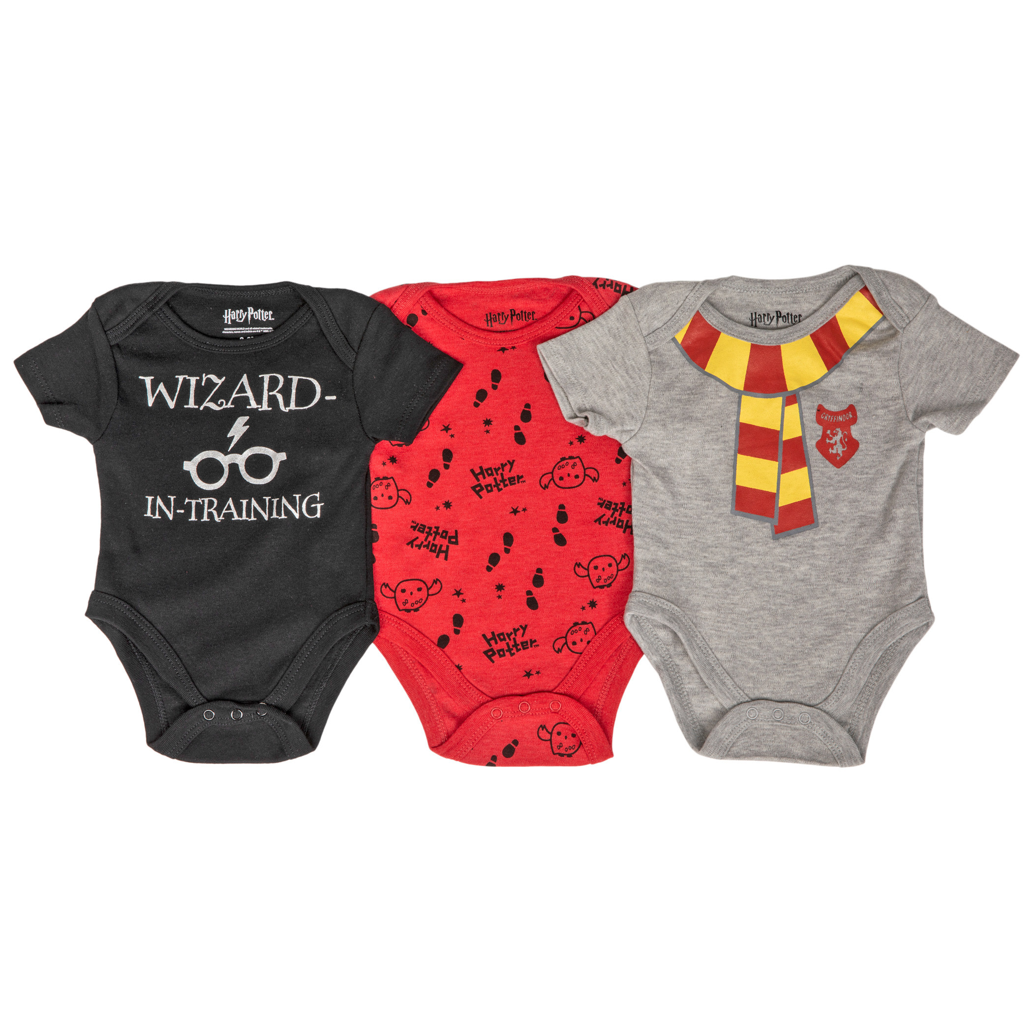Harry Potter 3-Pack Boy's Infant Bodysuits, Multi-Color
