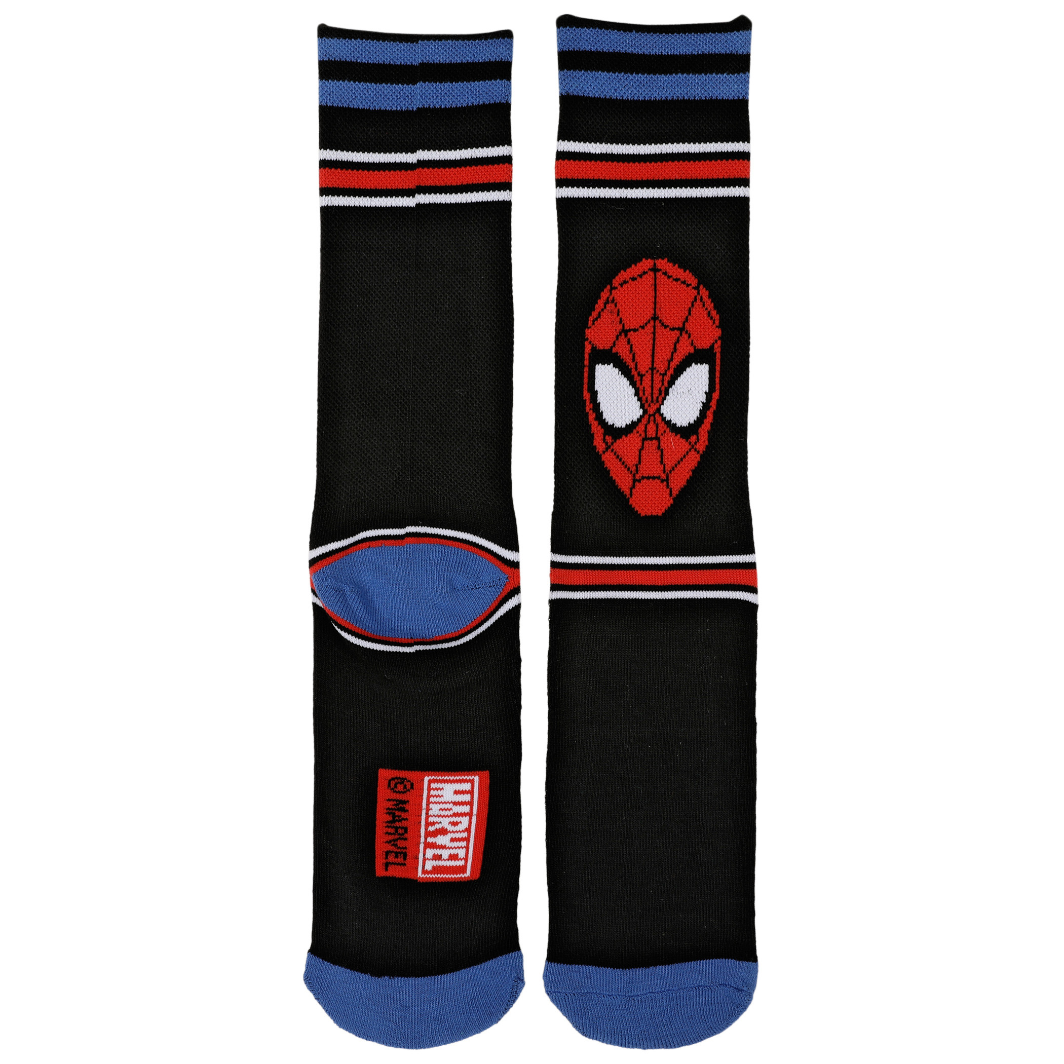 Spider-Man Face Waffle Cushion Crew Socks, Black