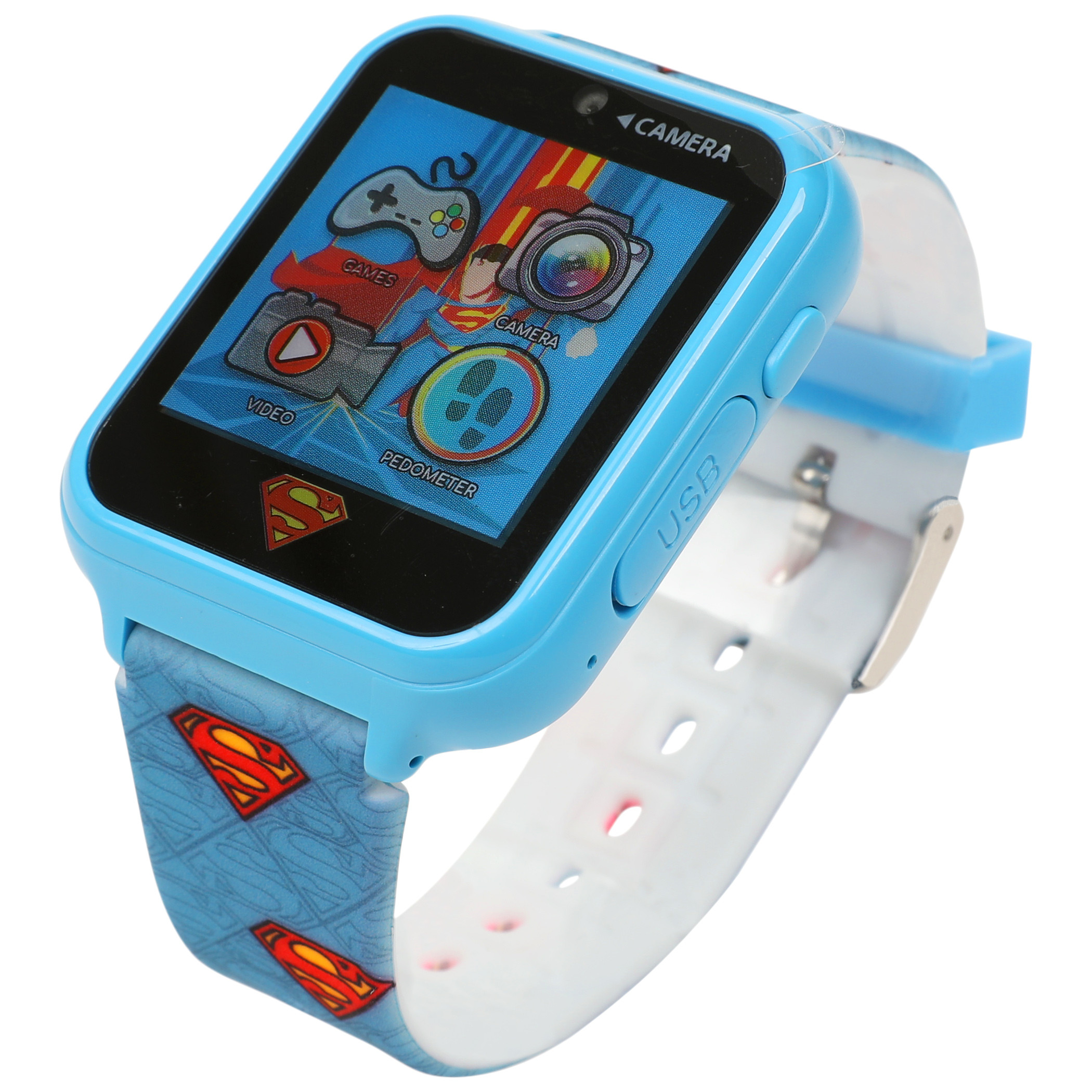 Superman Symbols All Over Accutime Interactive Kids Watch, Blue