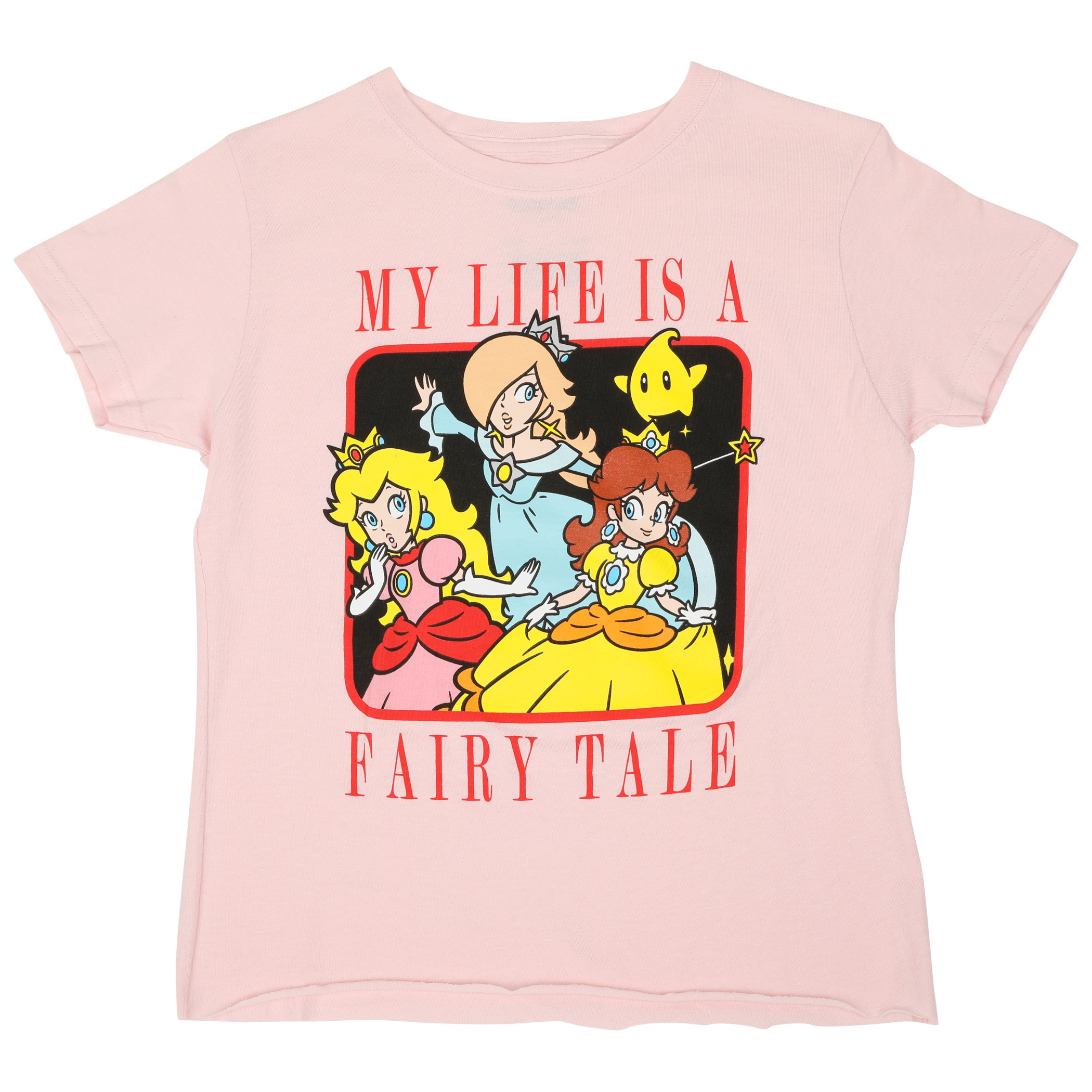 Nintendo Super Mario Princesses Fairy Tale Life Crop Top Shirt, Pink