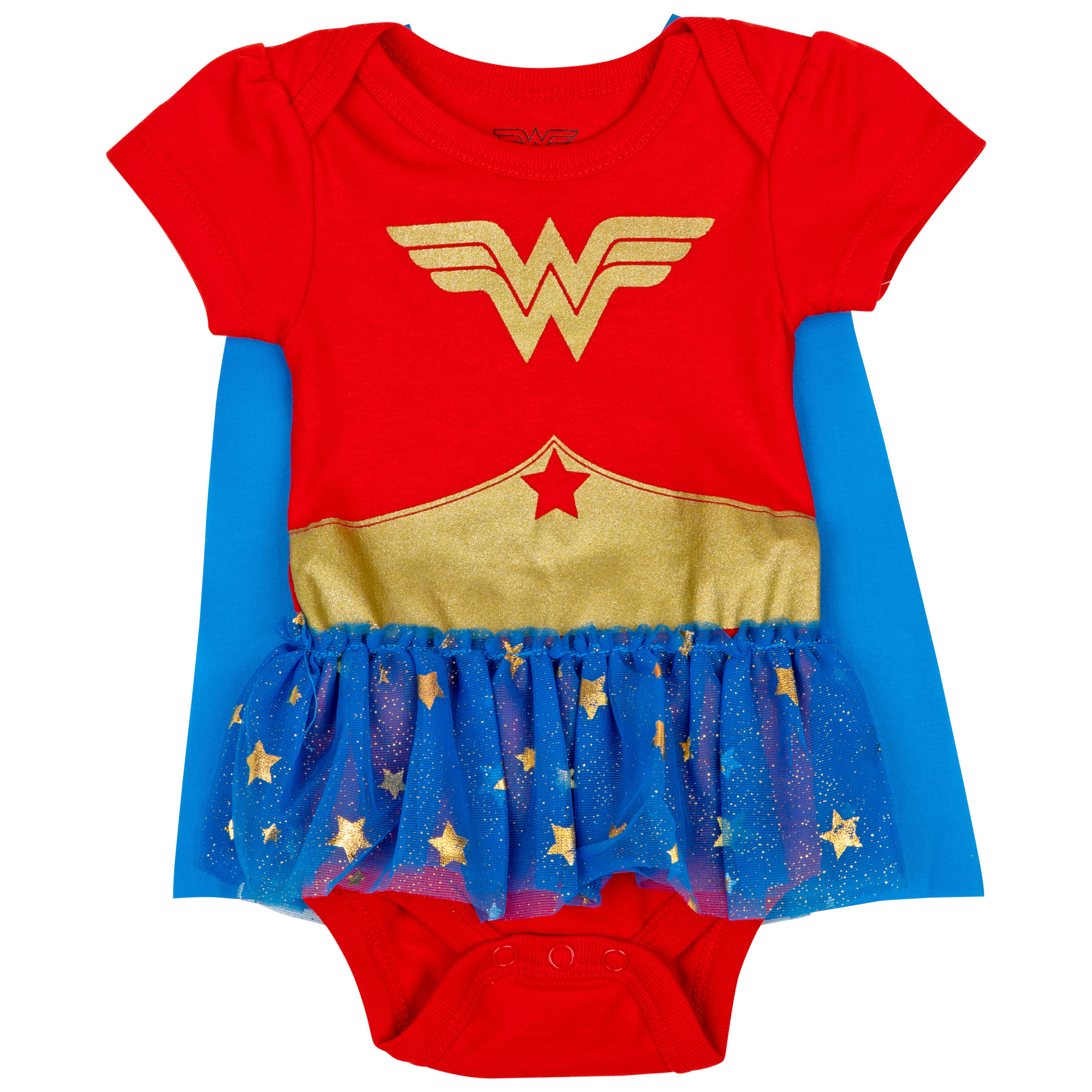 Wonder Woman DC Comics Symbol Snapsuit with Cape, Multi-Color