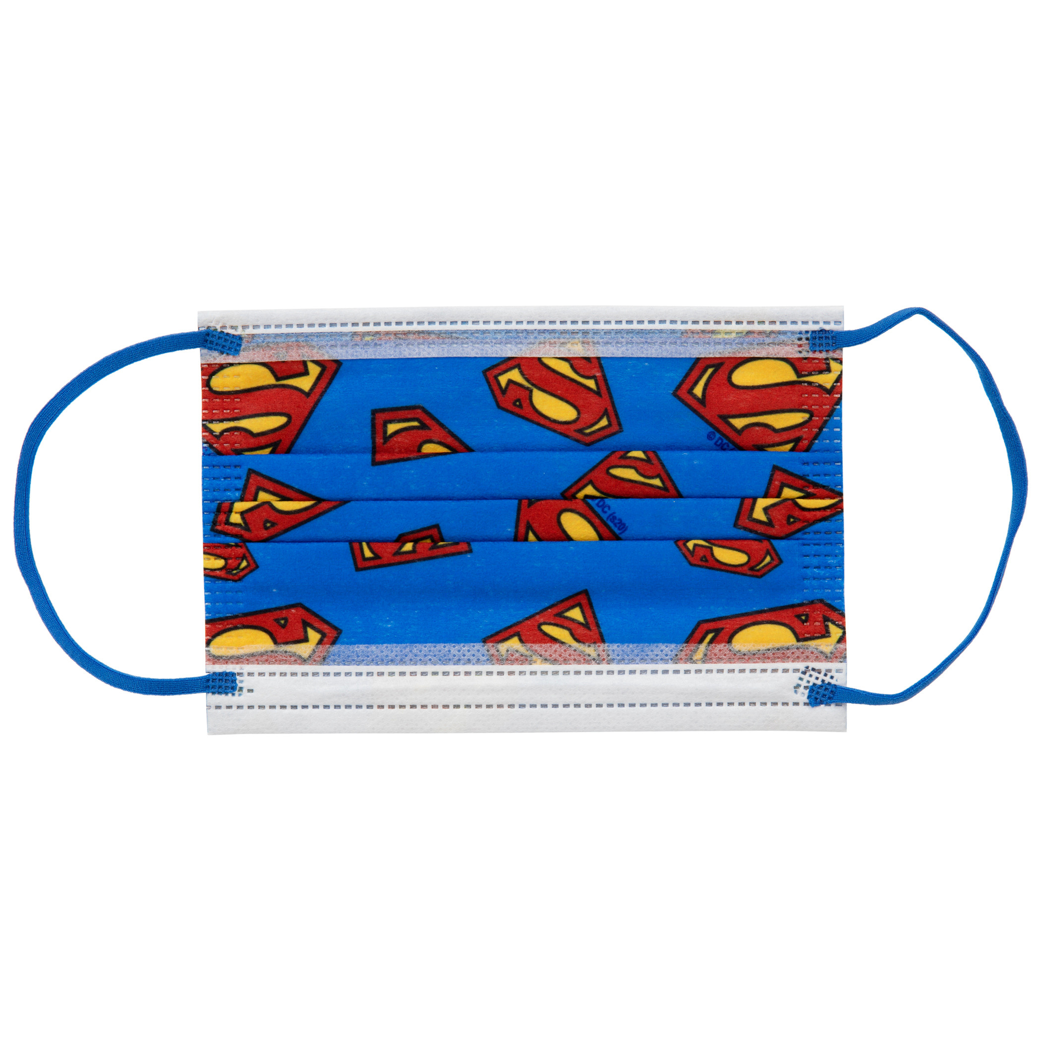 Superman Symbol All Over 10 Pack of Disposable Youth Face Masks, Blue