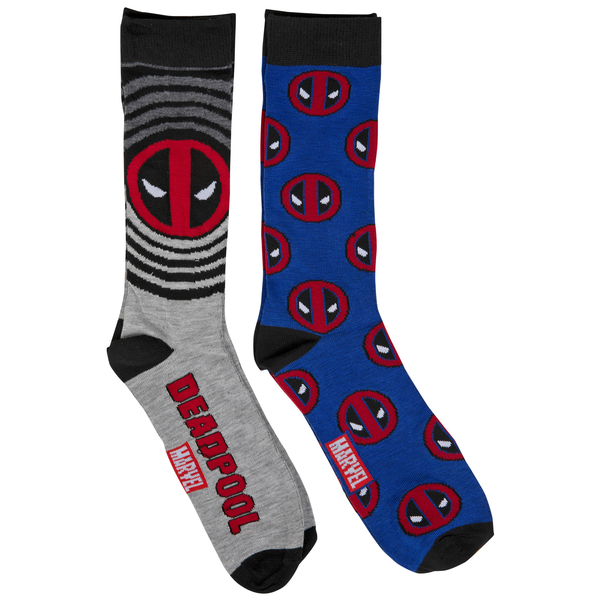 Deadpool Logos 2-Pair Pack of Crew Socks, Grey