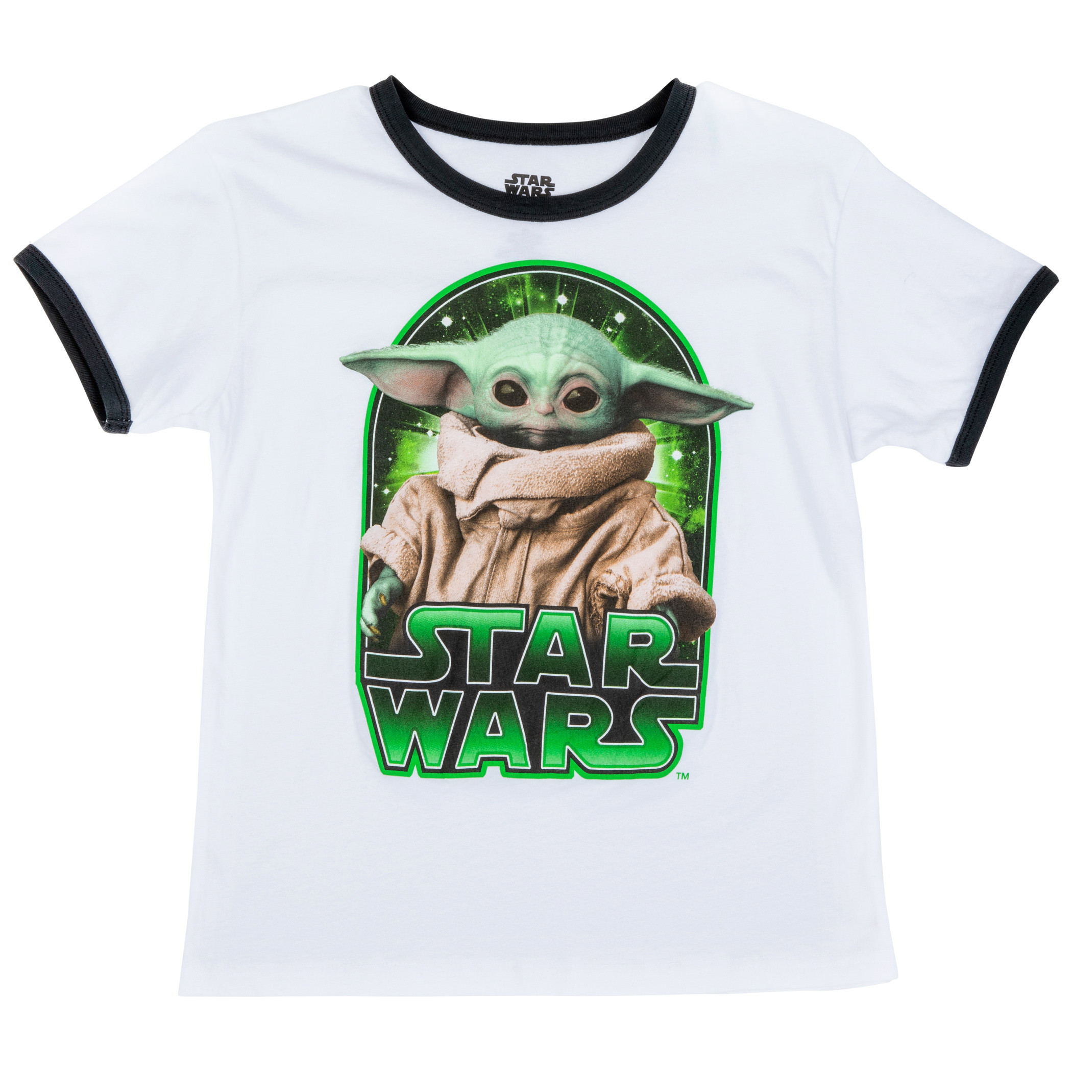 Star Wars The Mandalorian The Child Character Ringer T-Shirt, White