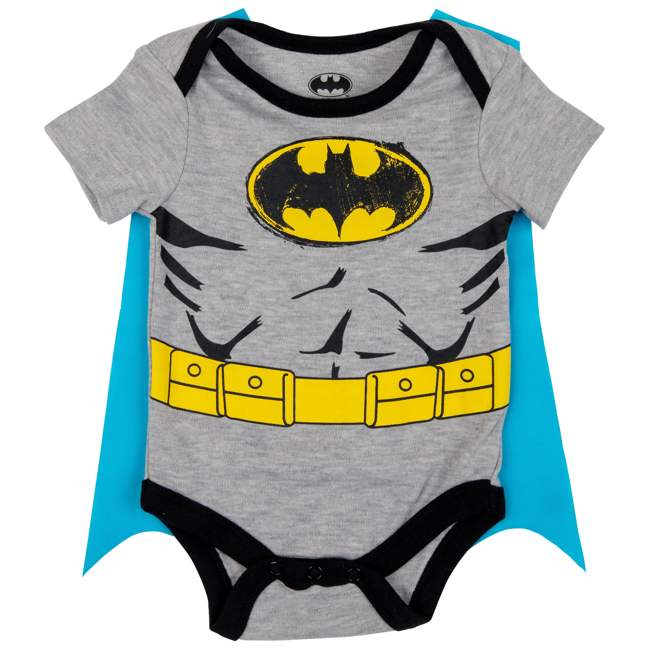 Batman Logo Snapsuit With Cape, Grey