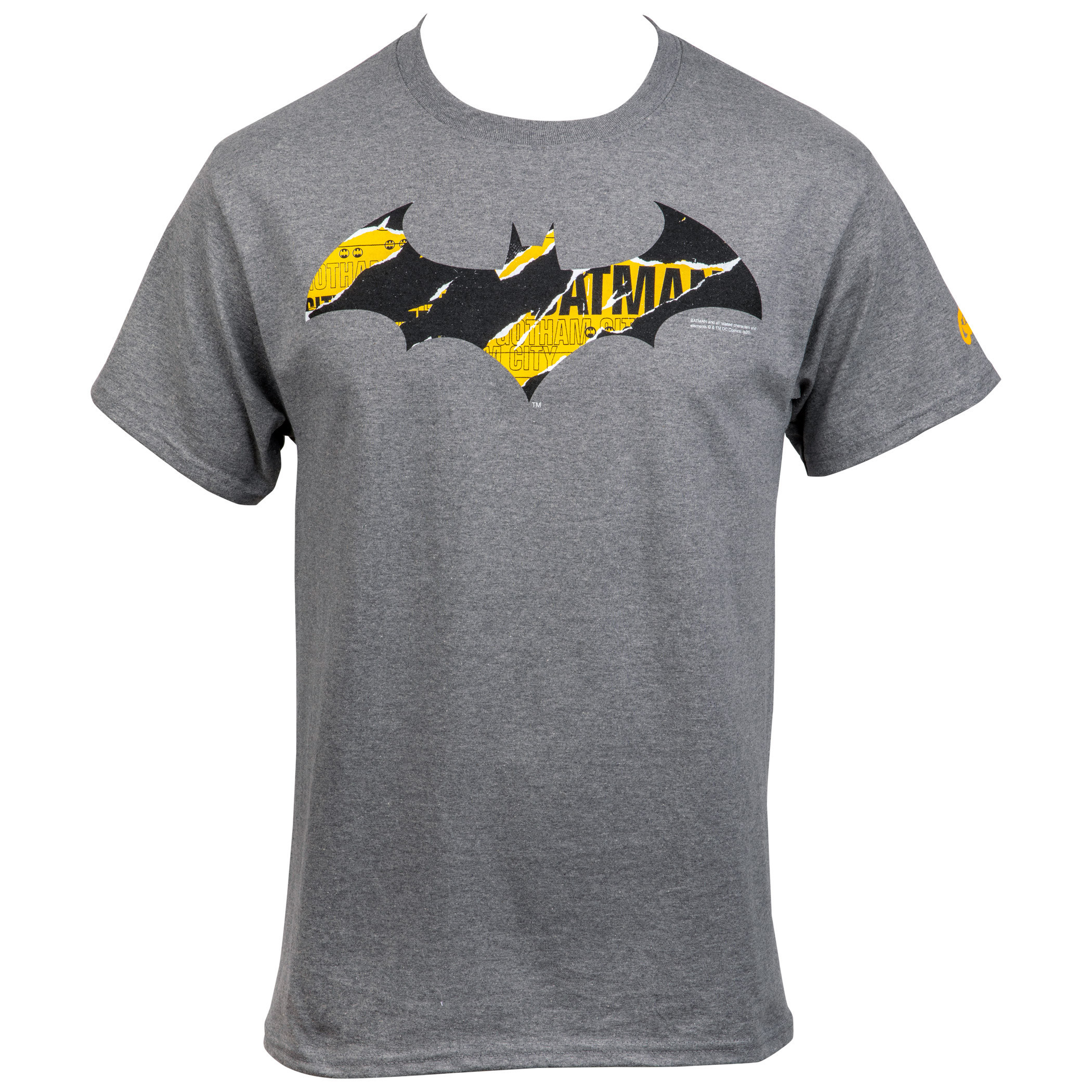 Batman At Work Distressed Symbol T-Shirt, Grey