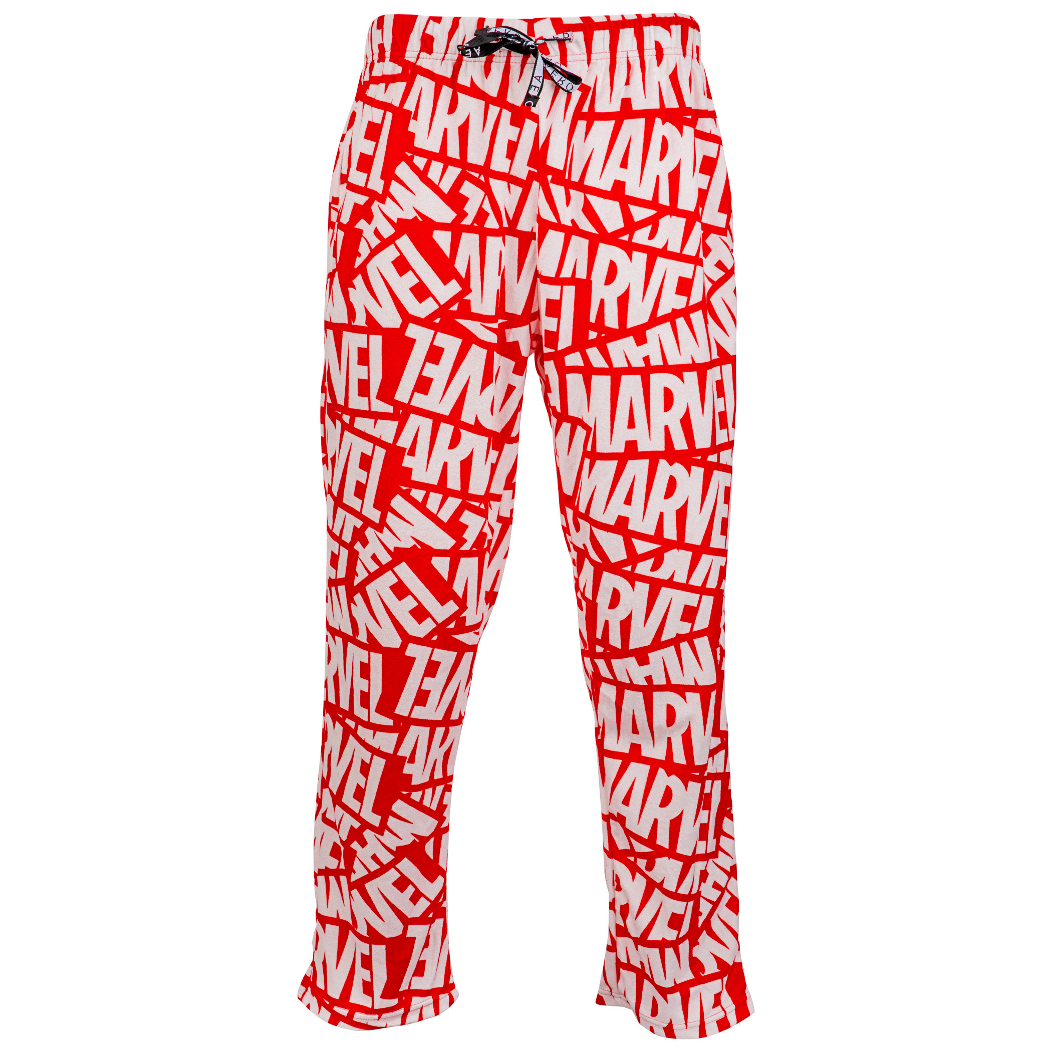 Marvel Logo All Over Red Unisex Fleece Sleep Pants, Red