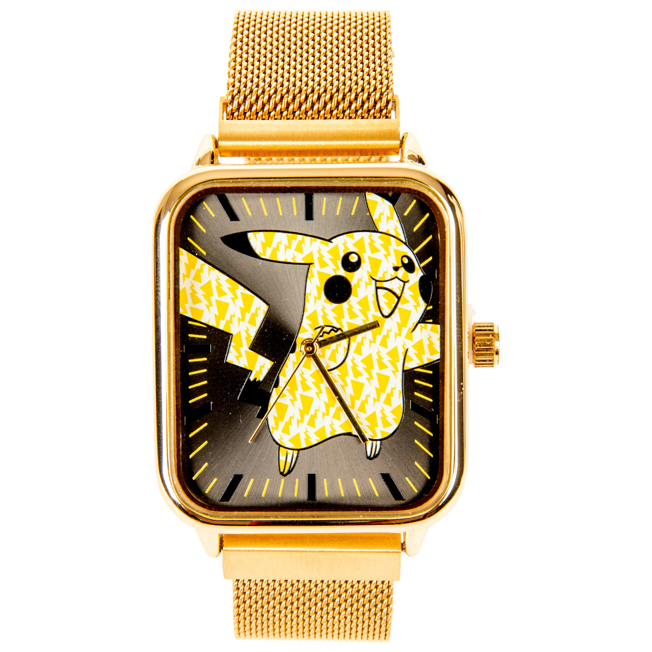 Pokemon Pikachu Jumping with Chain Metal Band Watch, Gold