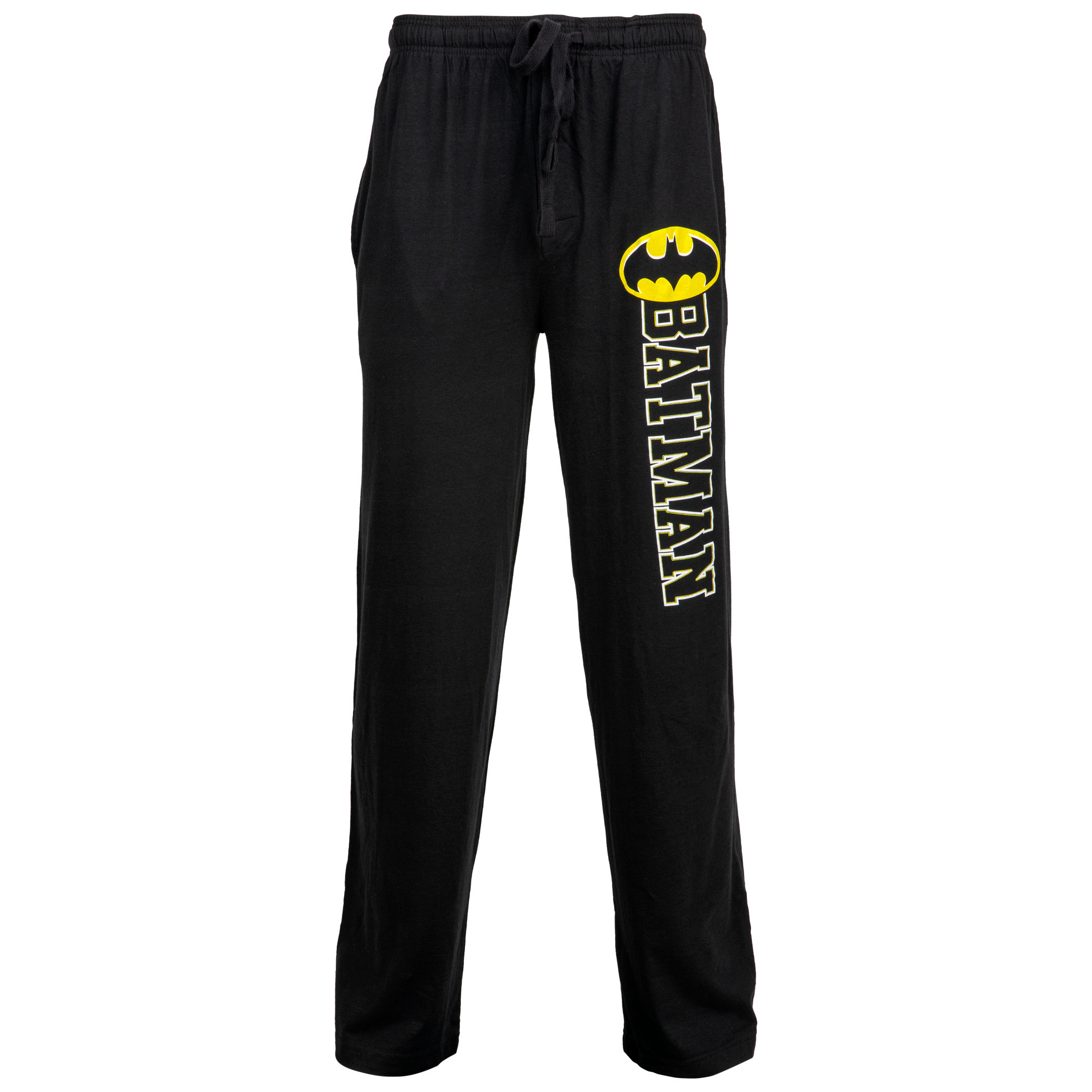 Batman Bold Symbol Over Text Outline Unisex Sleep Pants, Yellow
