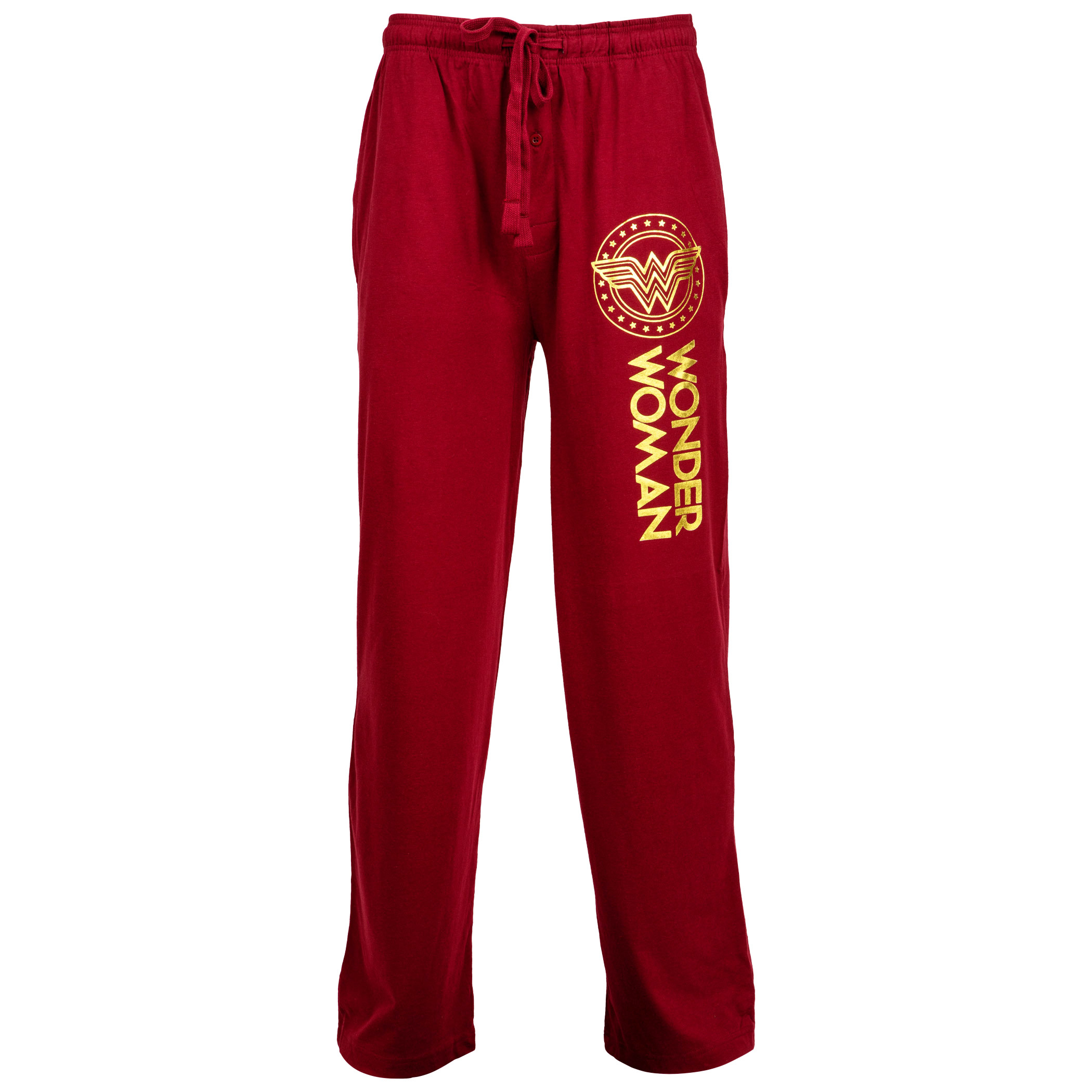 Wonder Woman Golden Logo Unisex Pajama Pants, Red