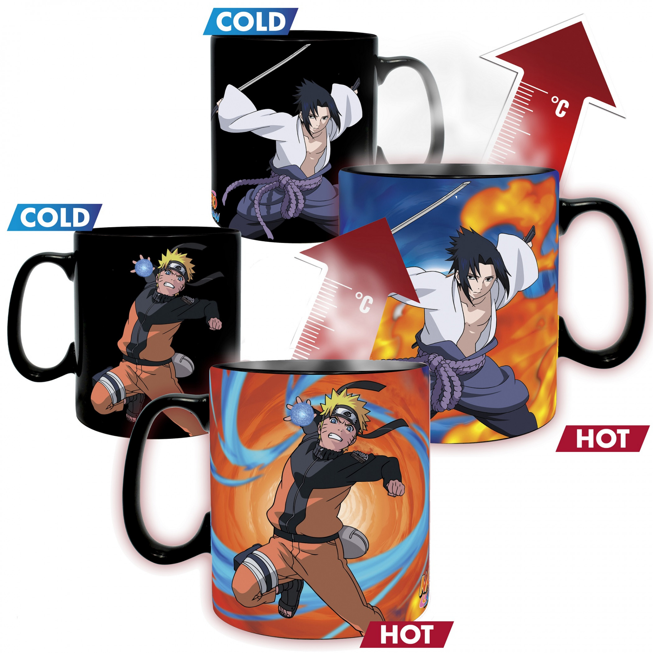 Naruto Shippuden Naruto and Sasuke Magic Mug & Coaster Gift Set, Orange