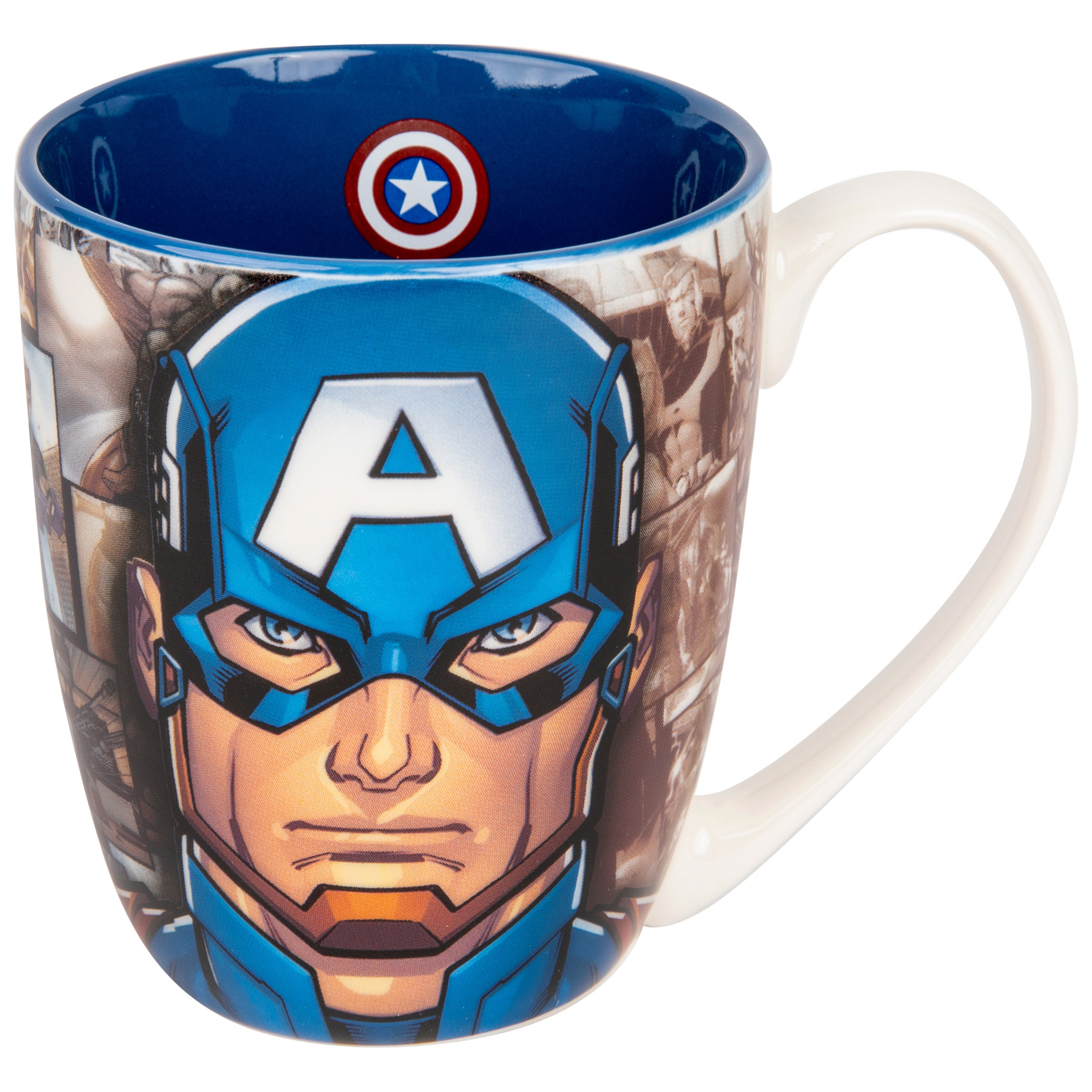 Captain America Cartoon Face Mug, Blue