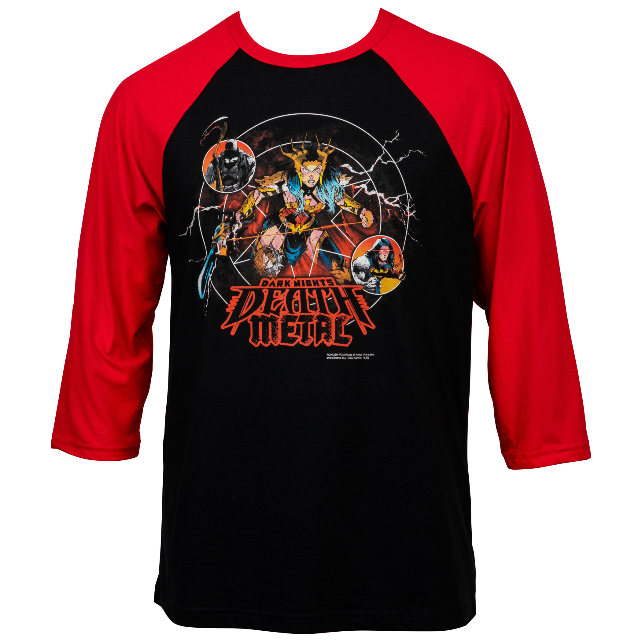 DC Comics Dark Nights Death Metal Comic Cover Baseball T-Shirt, Red