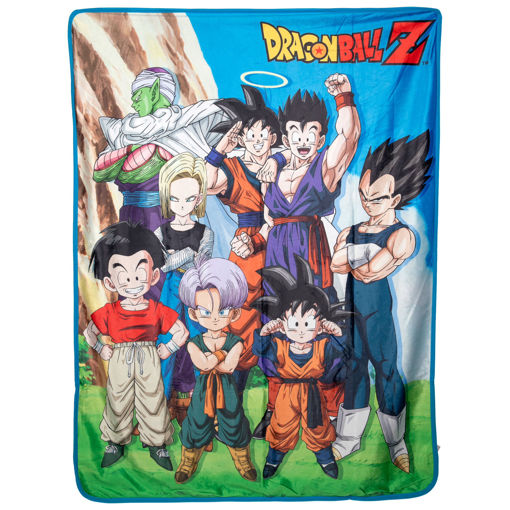 Dragon Ball Z Group Sublimation Throw Blanket, Blue