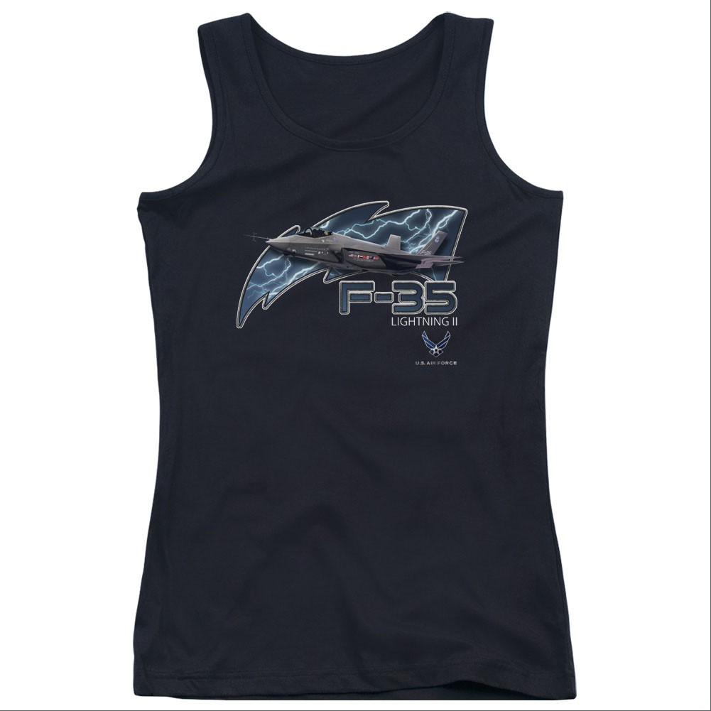 US Air Force F35 Black Juniors Tank Top