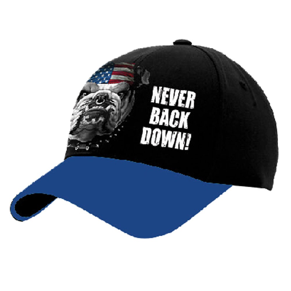 USA Patriotic Never Back Down Bulldog Baseball Hat