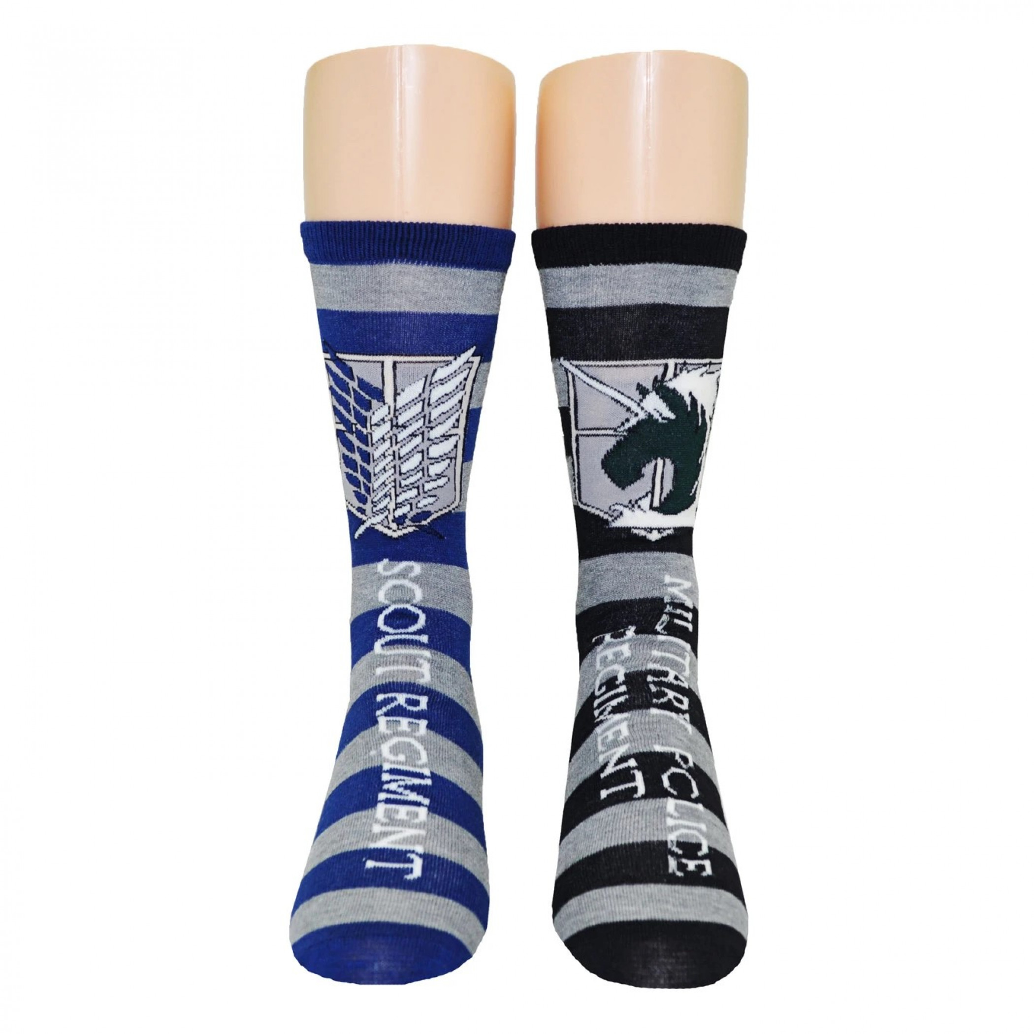 Attack On Titan Scout and Military Police 2-Pair Pack Of Crew Socks, Blue