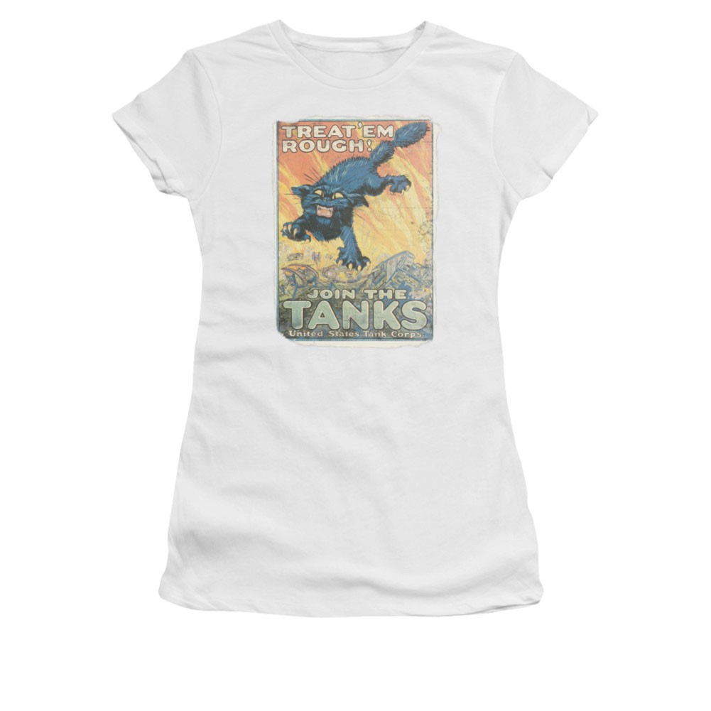 US Army Treat Em Rough White Juniors T-Shirt