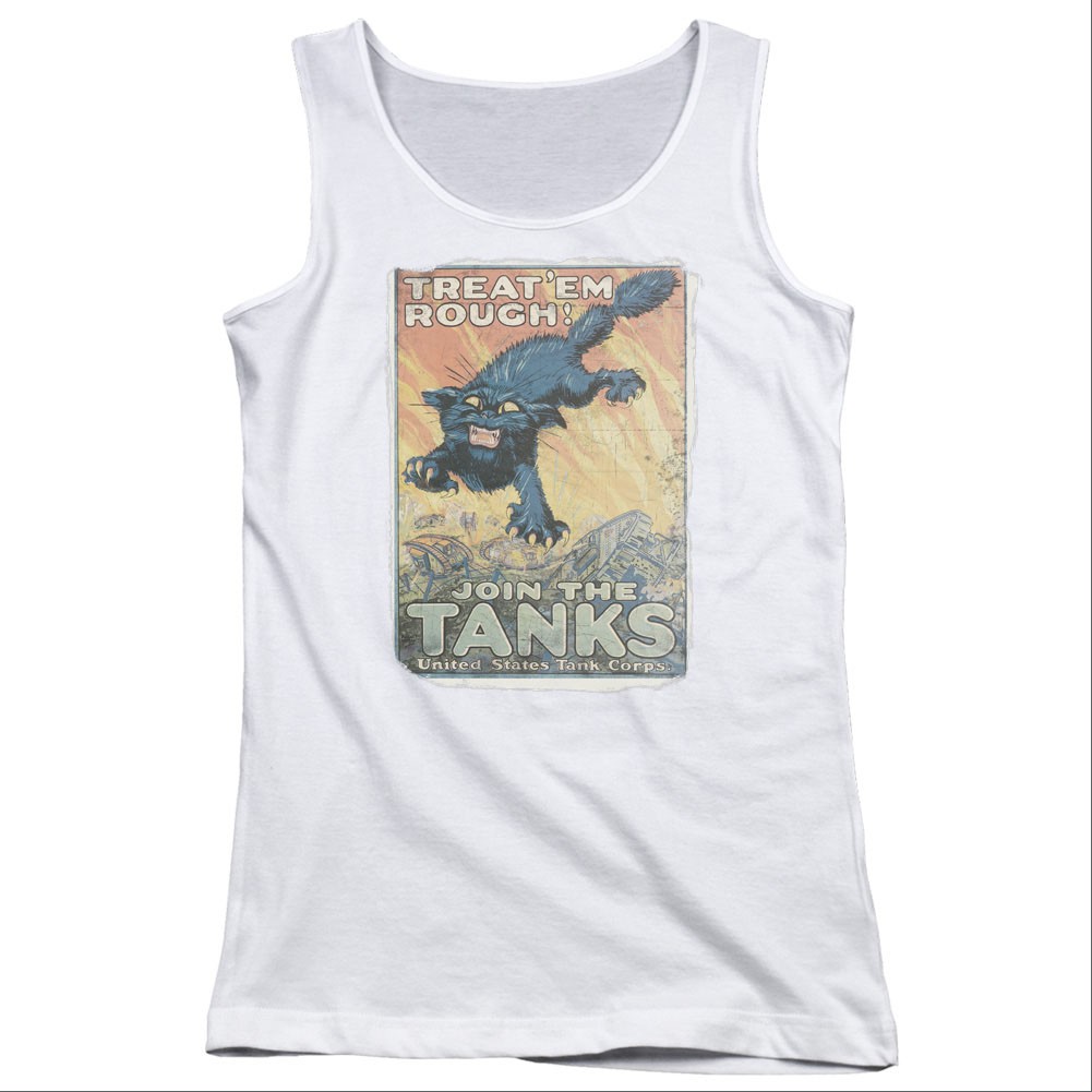 US Army Treat Em Rough White Juniors Tank Top