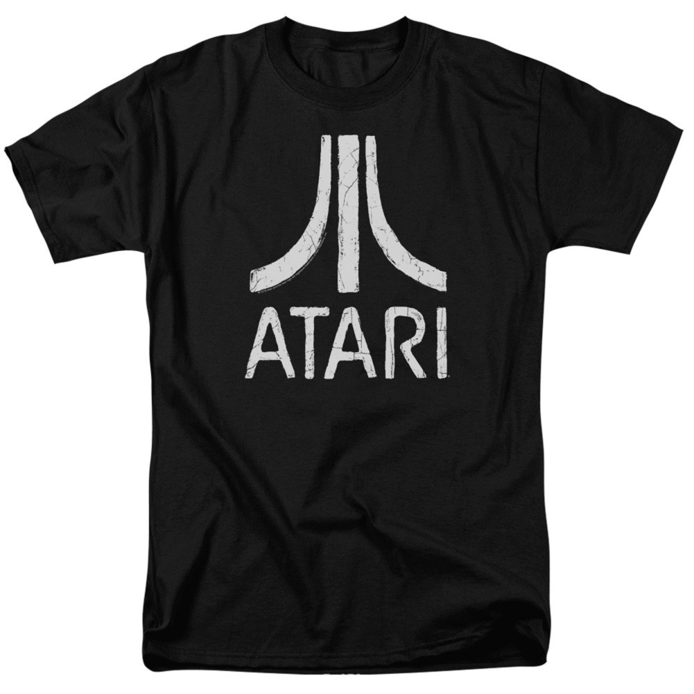Atari Distressed Logo Men's Black T-Shirt, Black