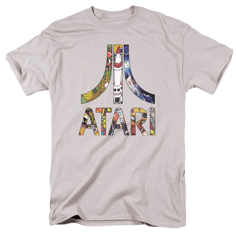 Atari Classic Cover Art Logo Men's Grey T-Shirt, Grey