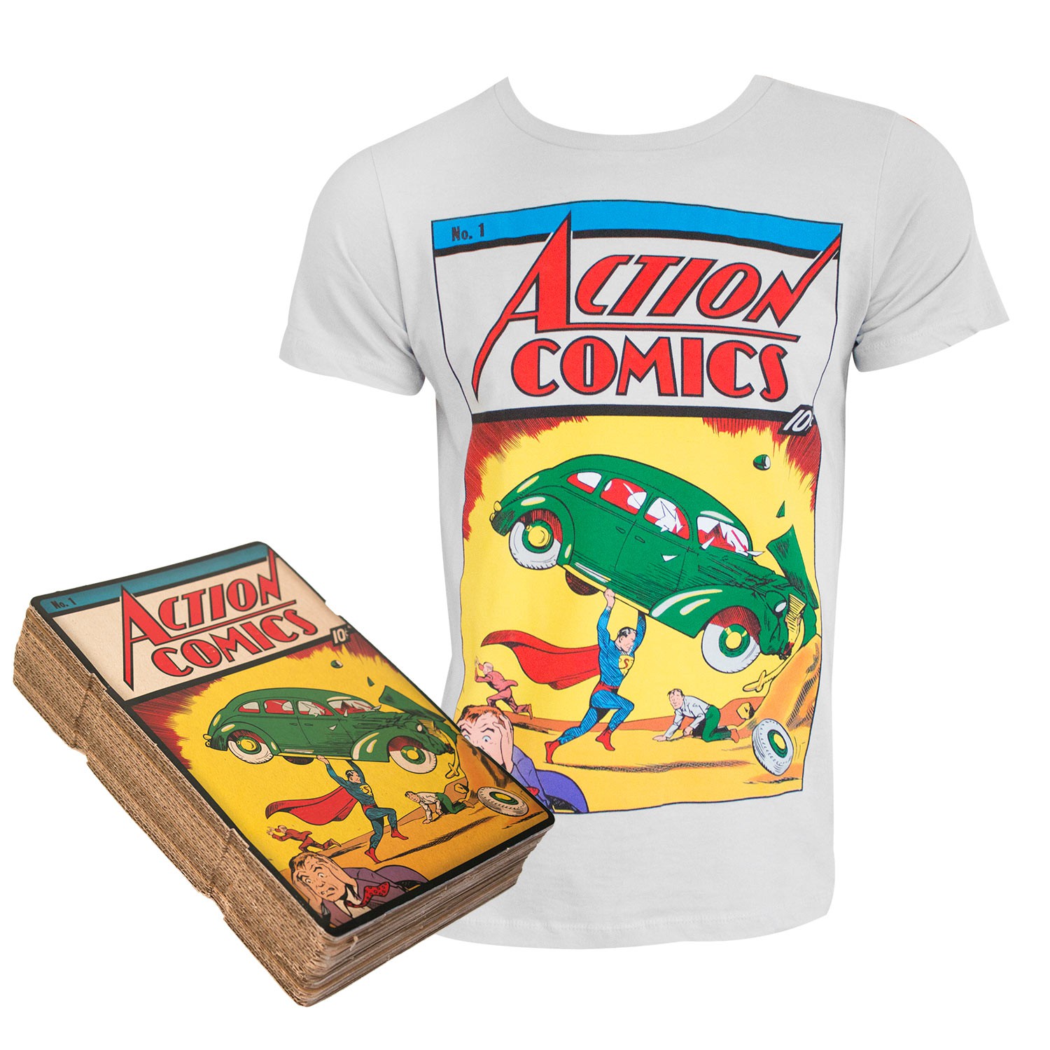 Superman Action Comics #1 Boxed Light Gray Tee Shirt