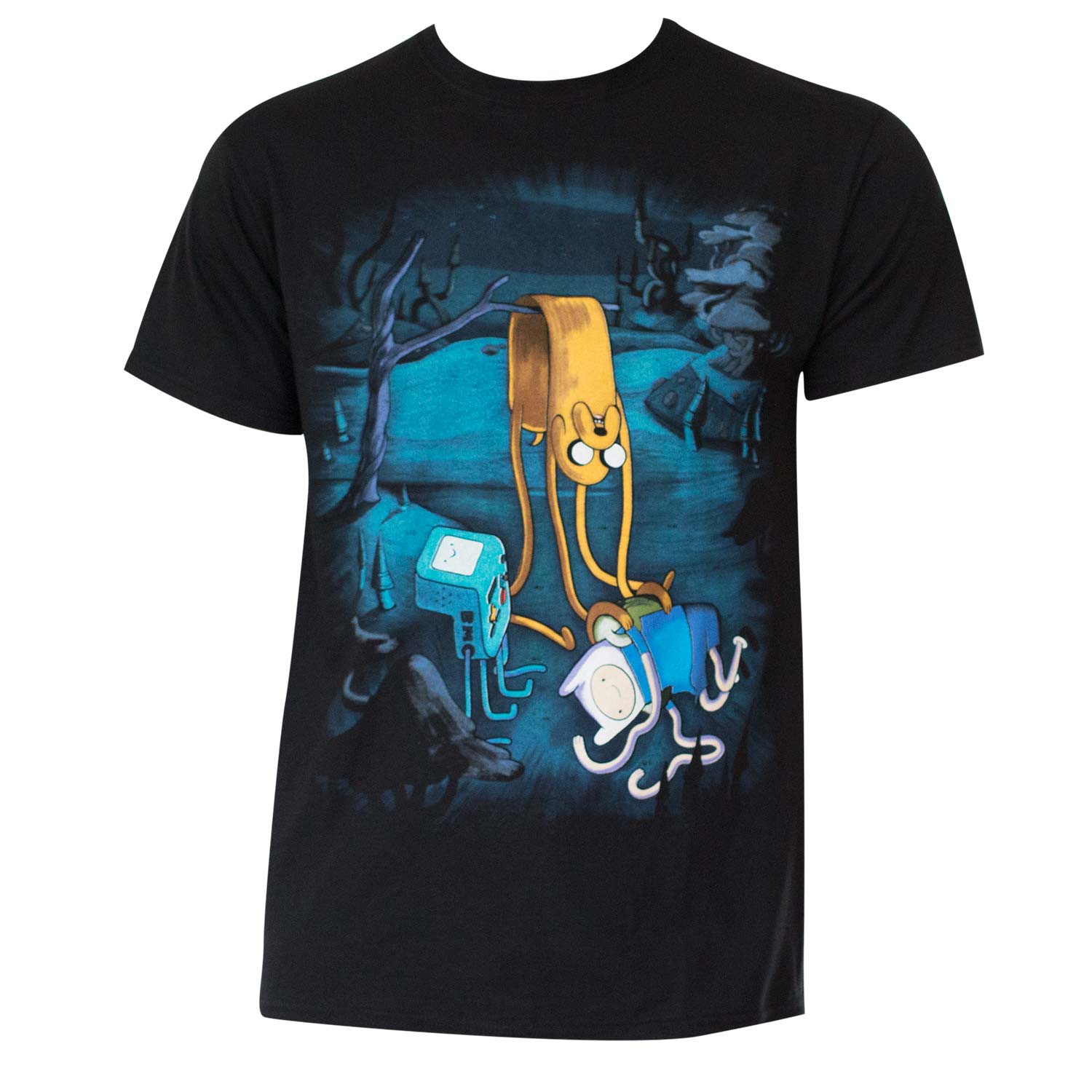 Men's Cotton Adventure Time Melting T-Shirt, Black