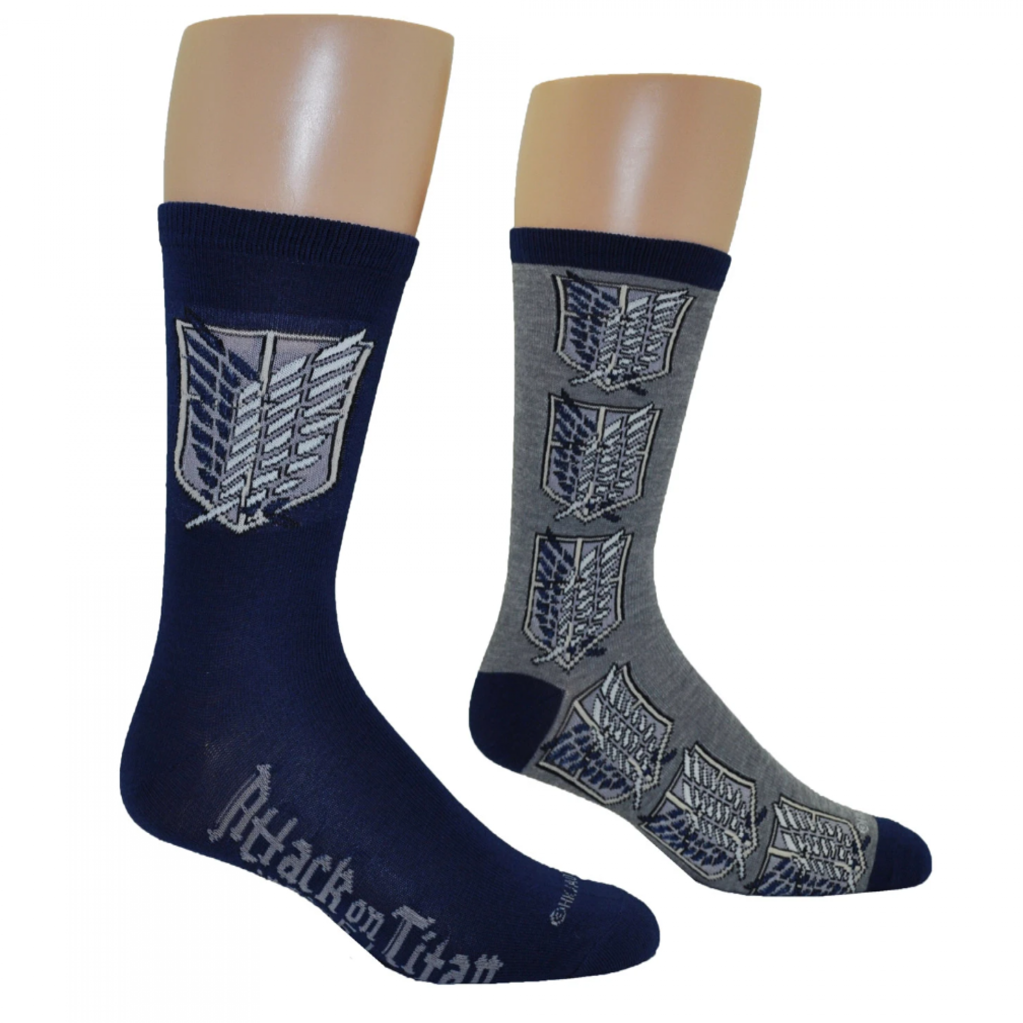 Attack On Titan Scout Regiment 2-Pair Pack Of Crew Socks, Blue