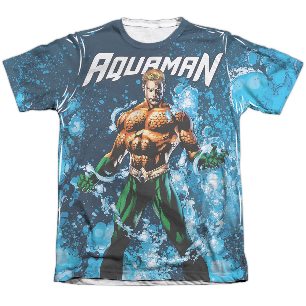 Aquaman Bubbles Sublimation T-Shirt, Blue