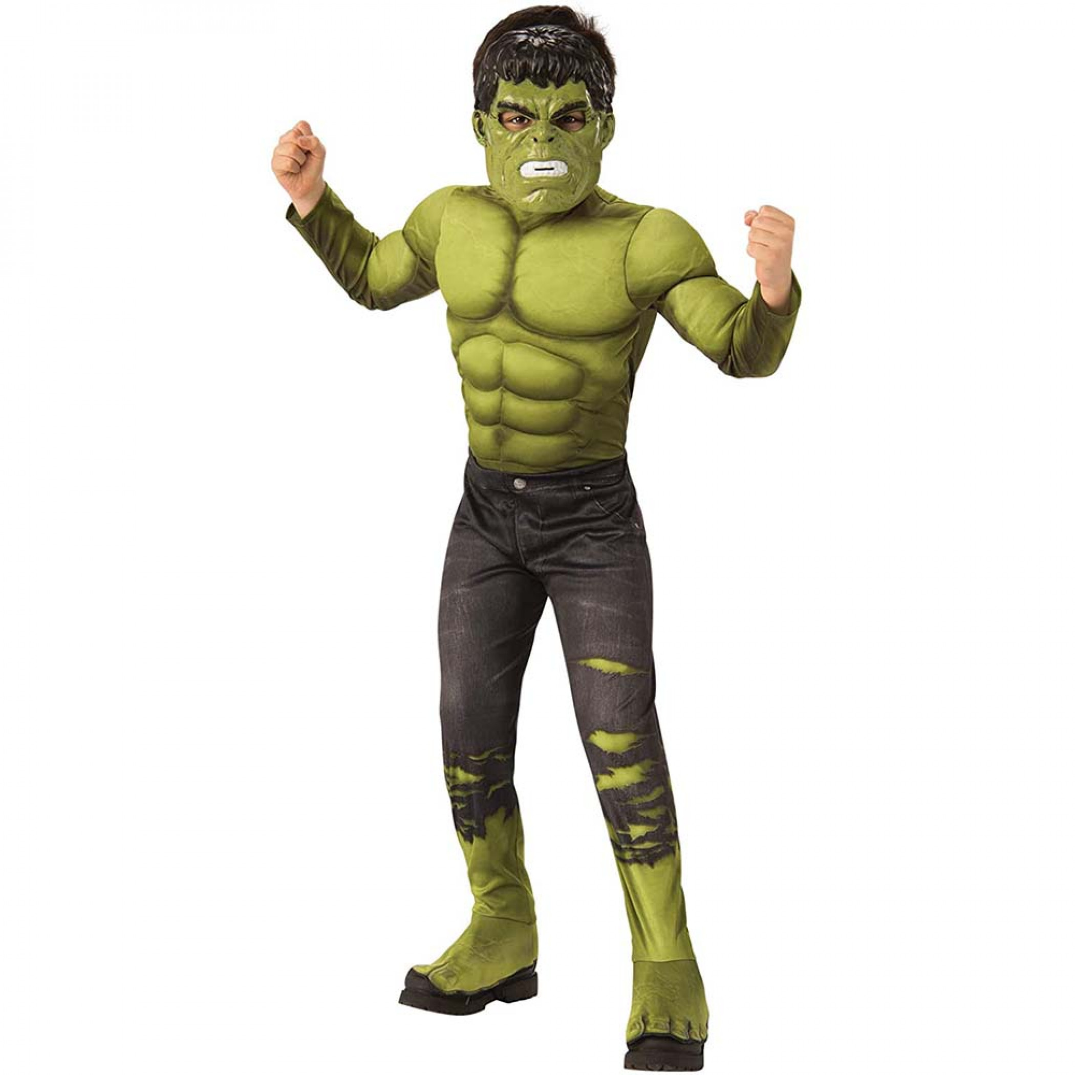 Marvel Avengers The Incredible Hulk Muscle Chest Deluxe Kids Costume, Green