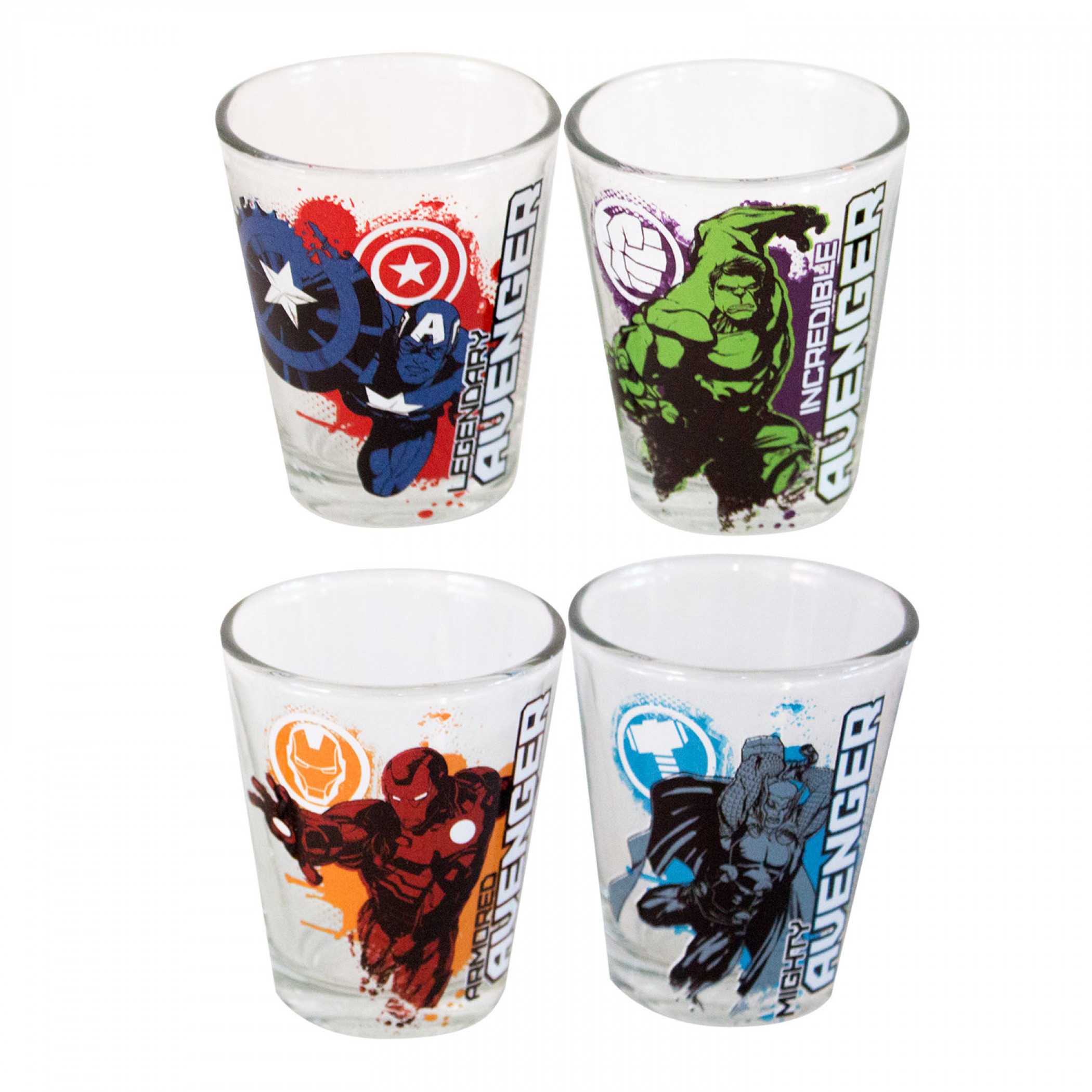 Avengers Four Pack Shot Glass Set, Clear